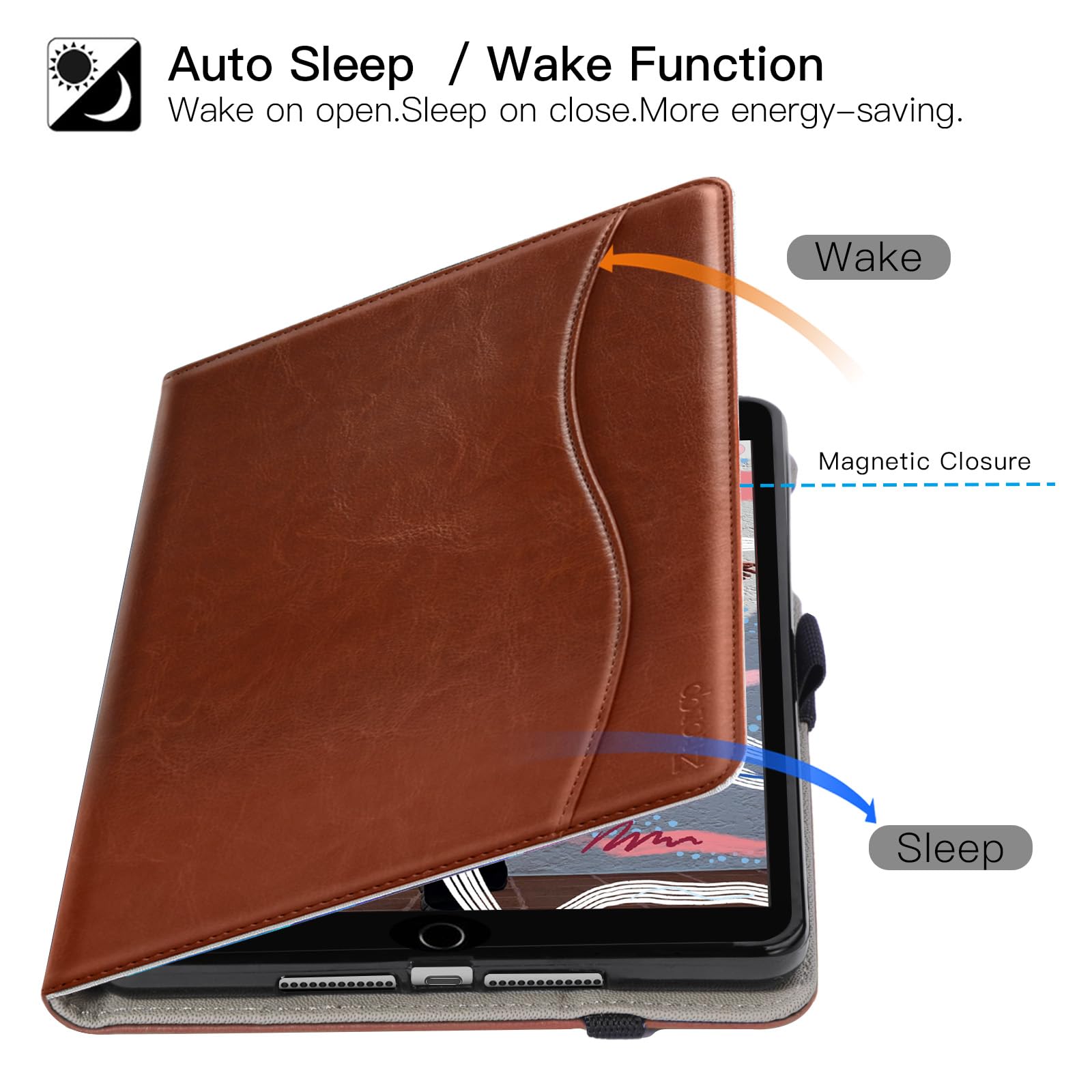 iPad Mini 5 2019/Mini 4th/3rd/2nd/1st Generation 7.9 Inch PU Leather Folio Stand Cover Case-Black,Blue,Brown