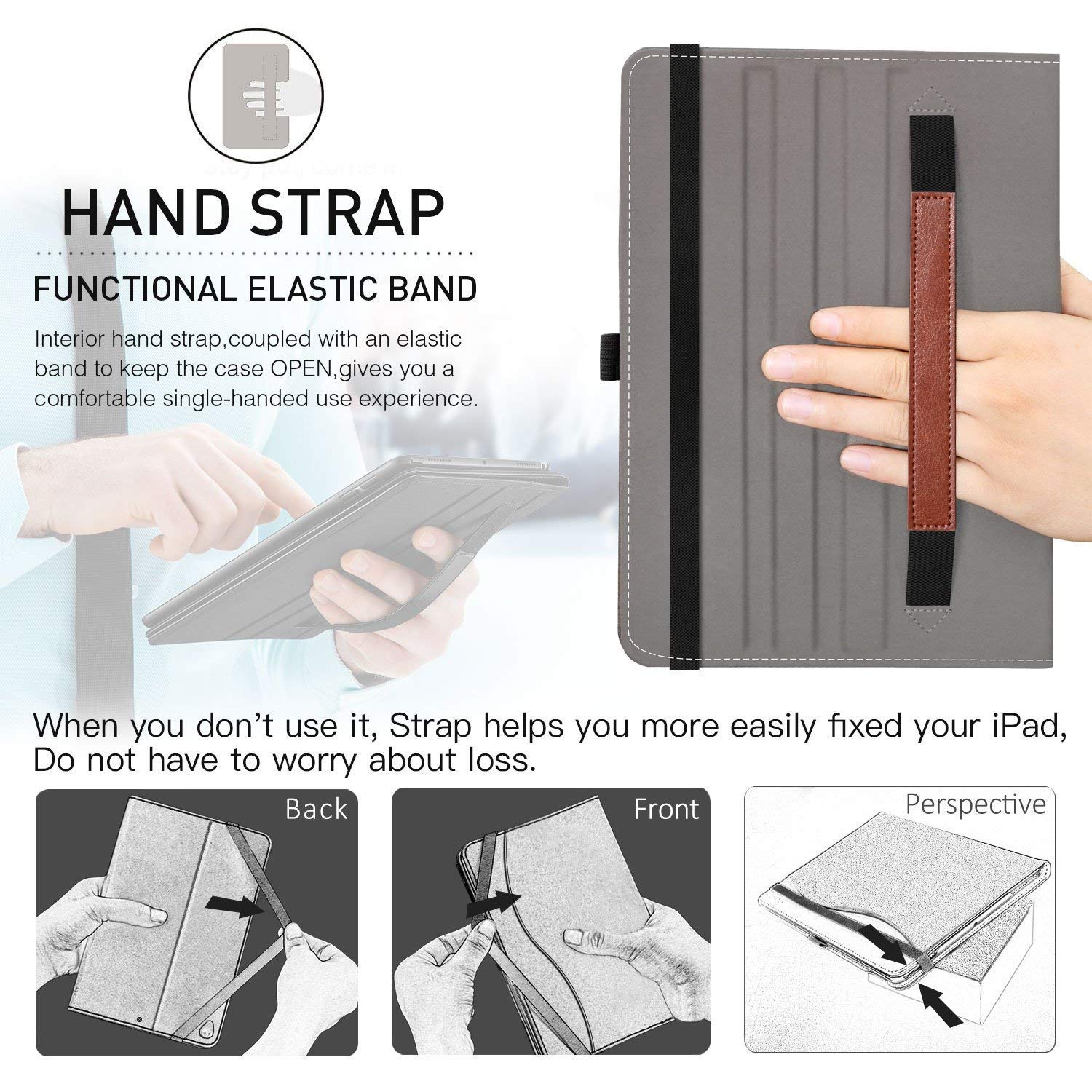 iPad Air 3rd Generation 2019/iPad Pro 10.5 Inch 2017 PU Leather Folding Stand Folio Cover Case-Black,Brown,Blue