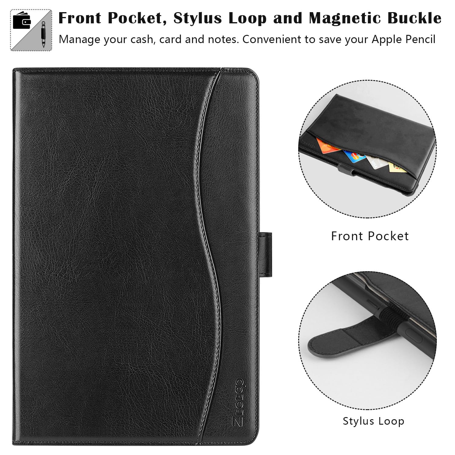 Samsung Galaxy Tab A9 8.7 Inch Premium PU Leather Business Stand Folio Cover with Multi-Viewing Angles Case-Black