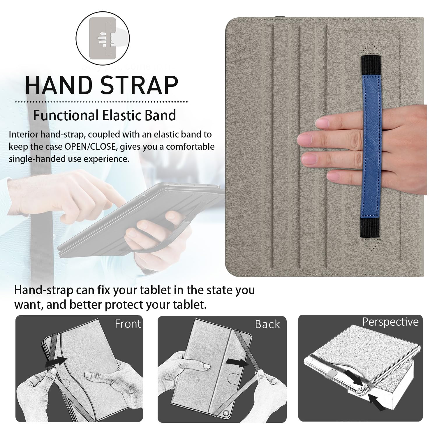 iPad Air 11 Inch M2(2024), iPad Air 5th Generation (2022)/ 4th Generation (2020) 10.9 Inch Leather Folio Case-Blue