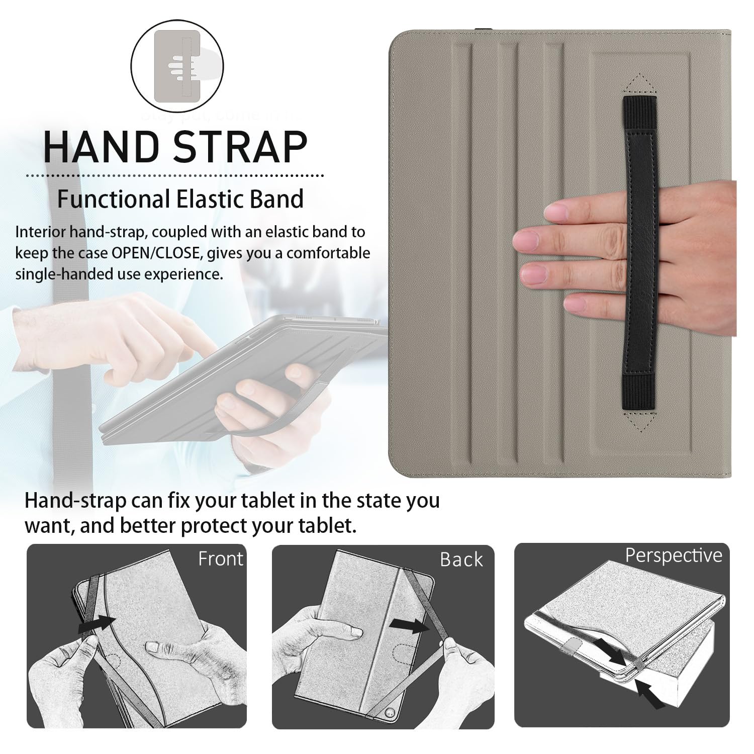 iPad Air 11 Inch M2(2024) iPad Air 5th Generation (2022)/ 4th Generation (2020) 10.9 Inch Leather Folio Case-Black