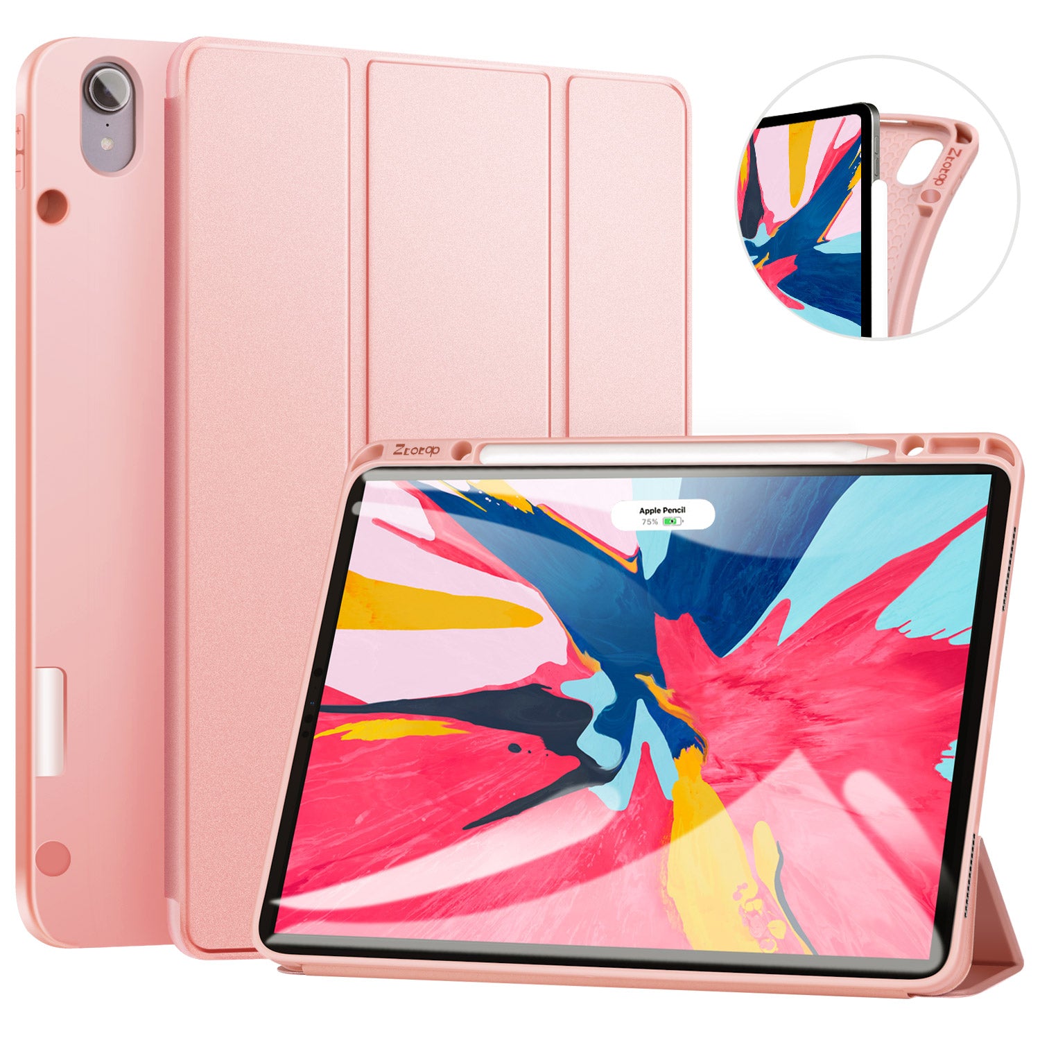 iPad Air 13 Slim Cover Case(2024)/Pro 12.9 3rd Generation Case(2018) with Pencil Holder-Black