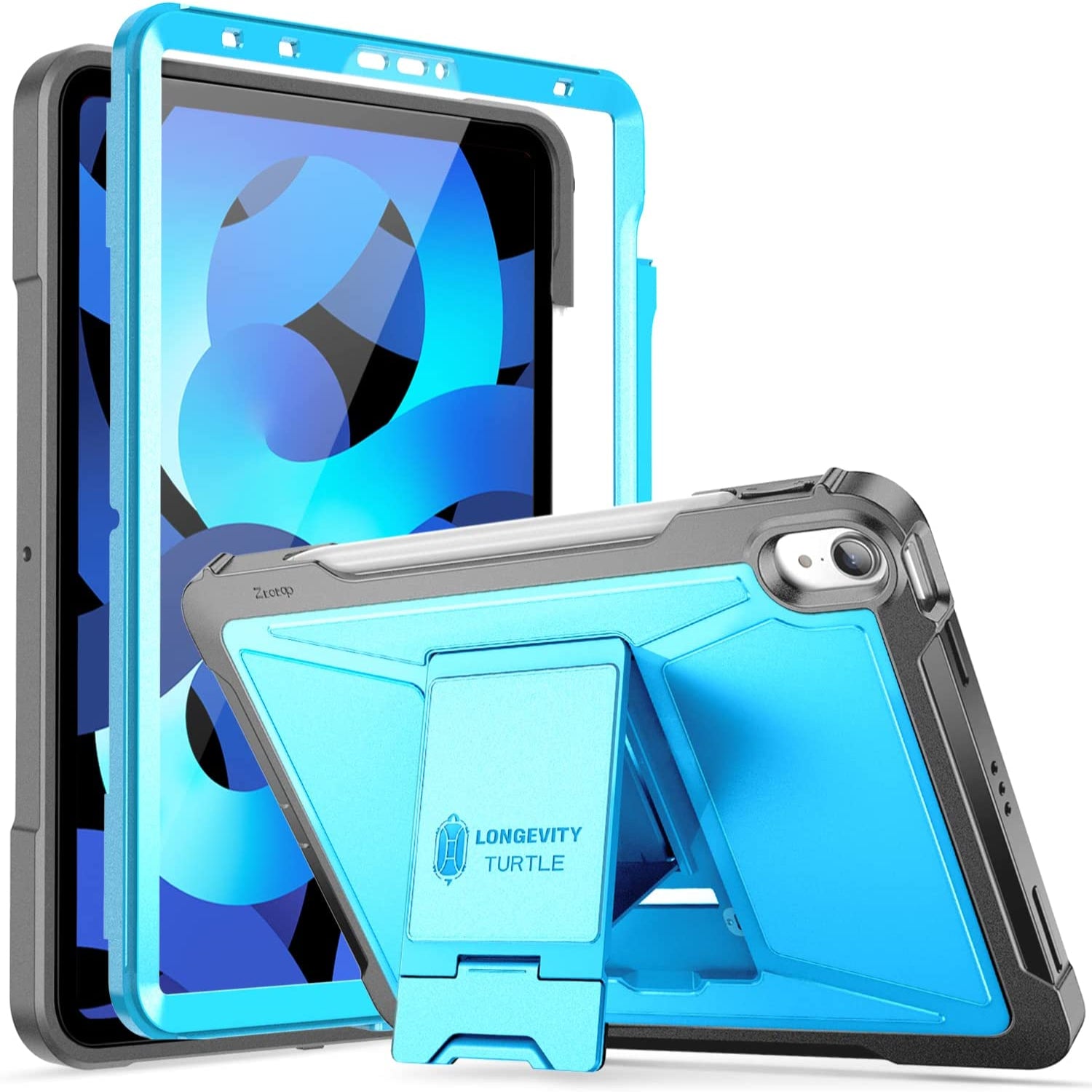 iPad Air 5th/4th Generation Case 10.9 Inch 2022/2020,Built-in Screen Protector,Shockproof Cover Case-Black,Blue