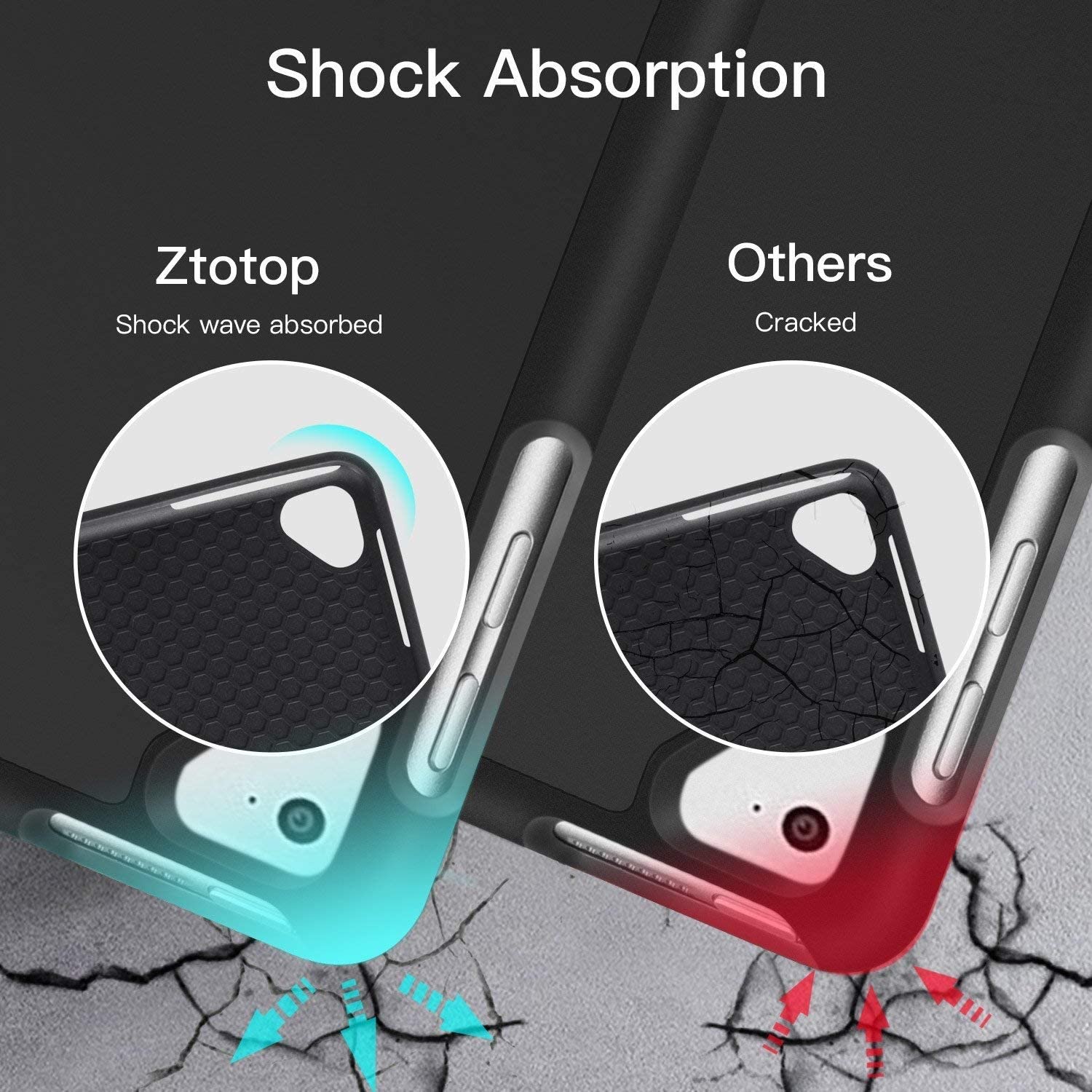 iPad Pro 12.9 Inch 2017/2015 (1st & 2nd Generation) TPU Back Cover Case-Black,Rose Gold