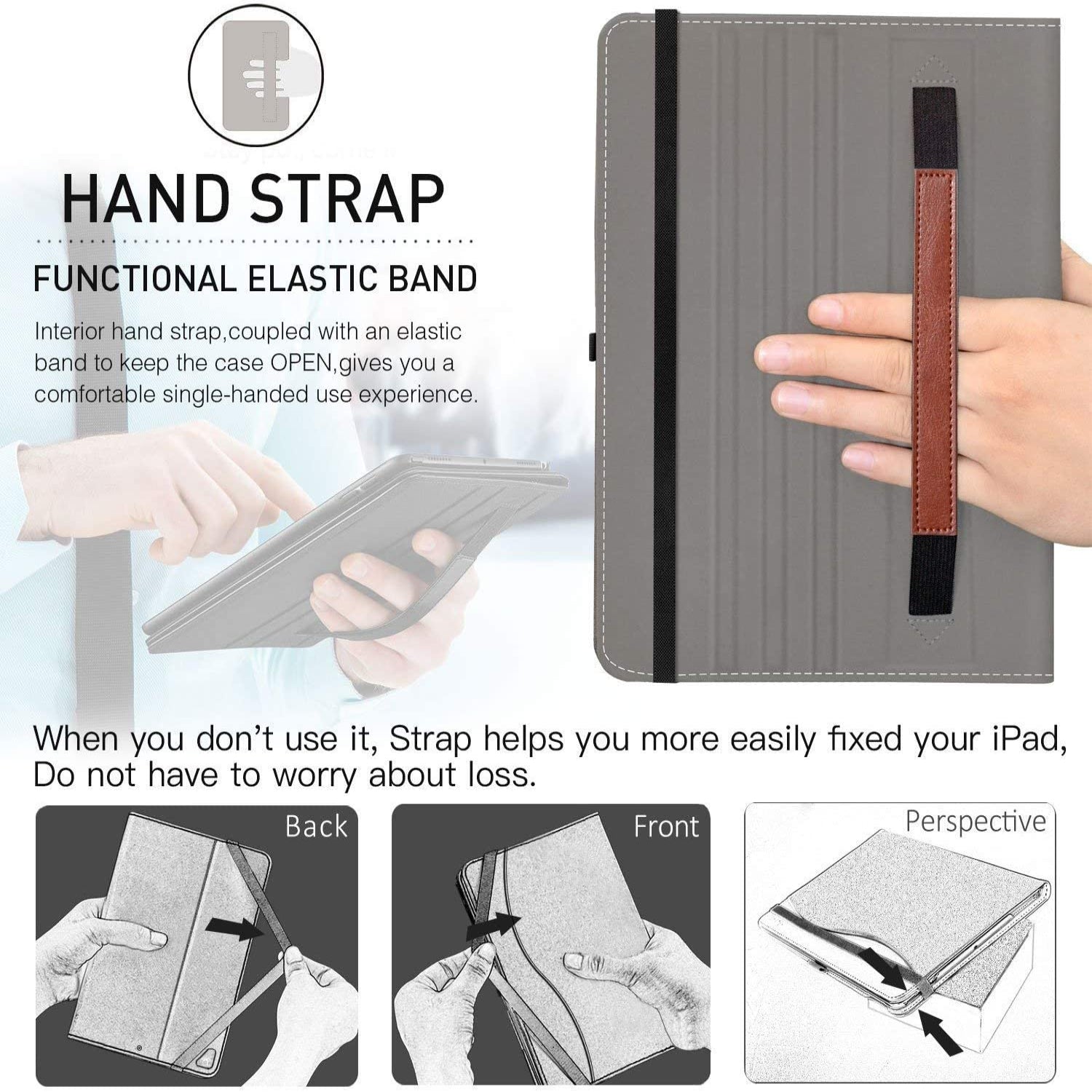 iPad Pro 12.9 inch 2017/2015 (Old Model, 1st & 2nd Gen) Leather Folding Stand Folio Cover Case-Black,Blue,Brown