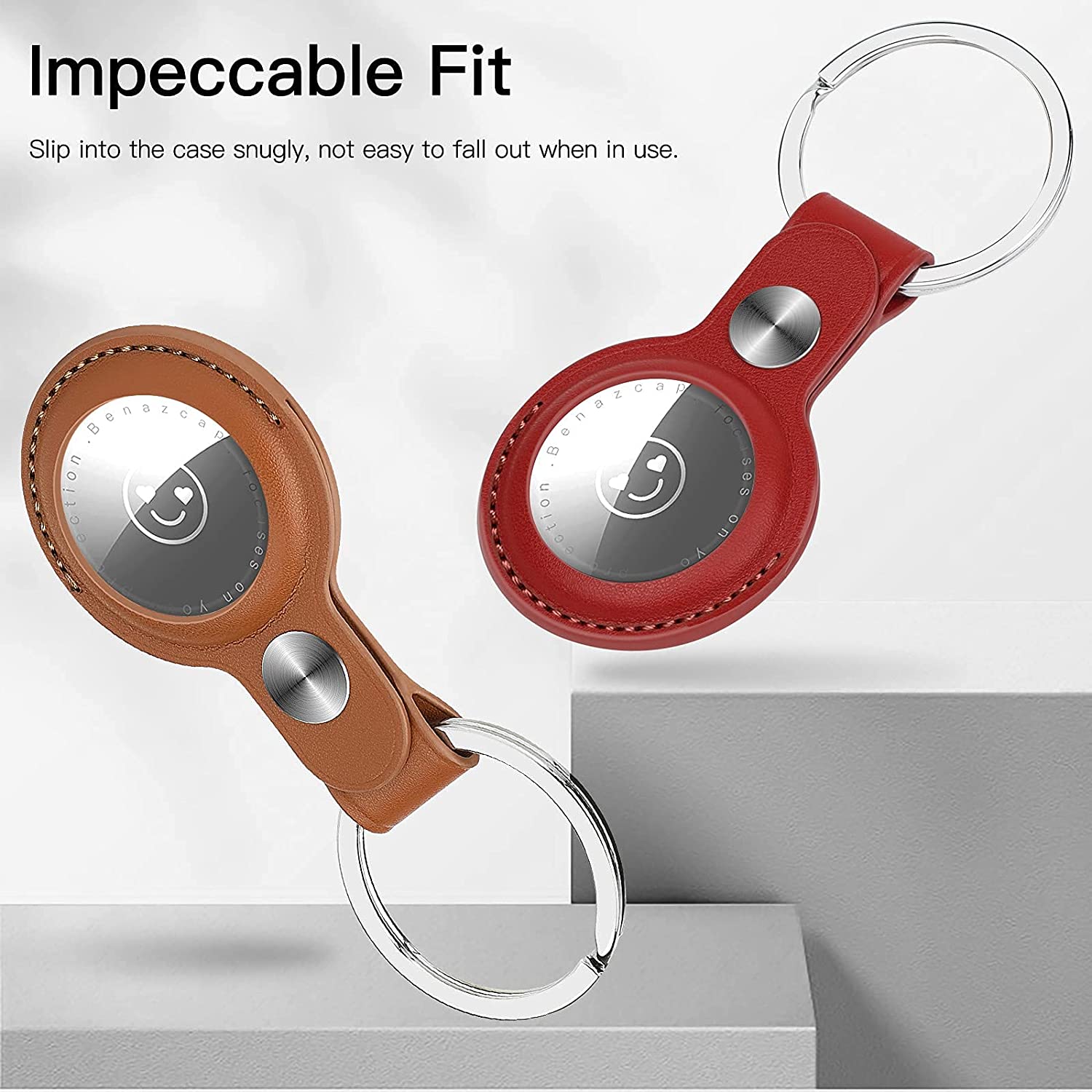 4 Pack PU Leather Case for Mini AirTags Key Finder (Locator Tracker)