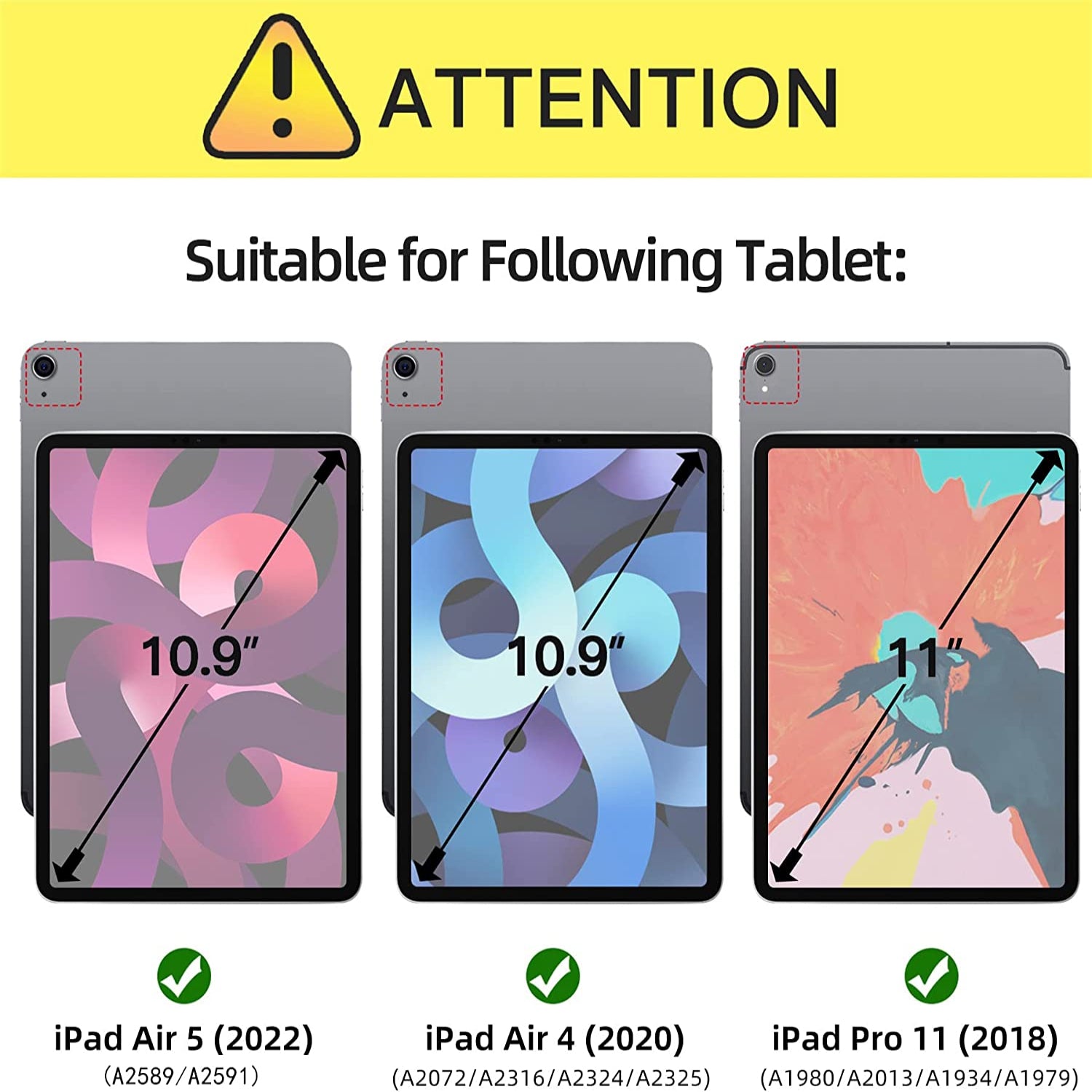 iPad Air 5th/4th Generation Case 10.9 Inch 2022/2020,Built-in Screen Protector,Shockproof Cover Case-Black,Blue