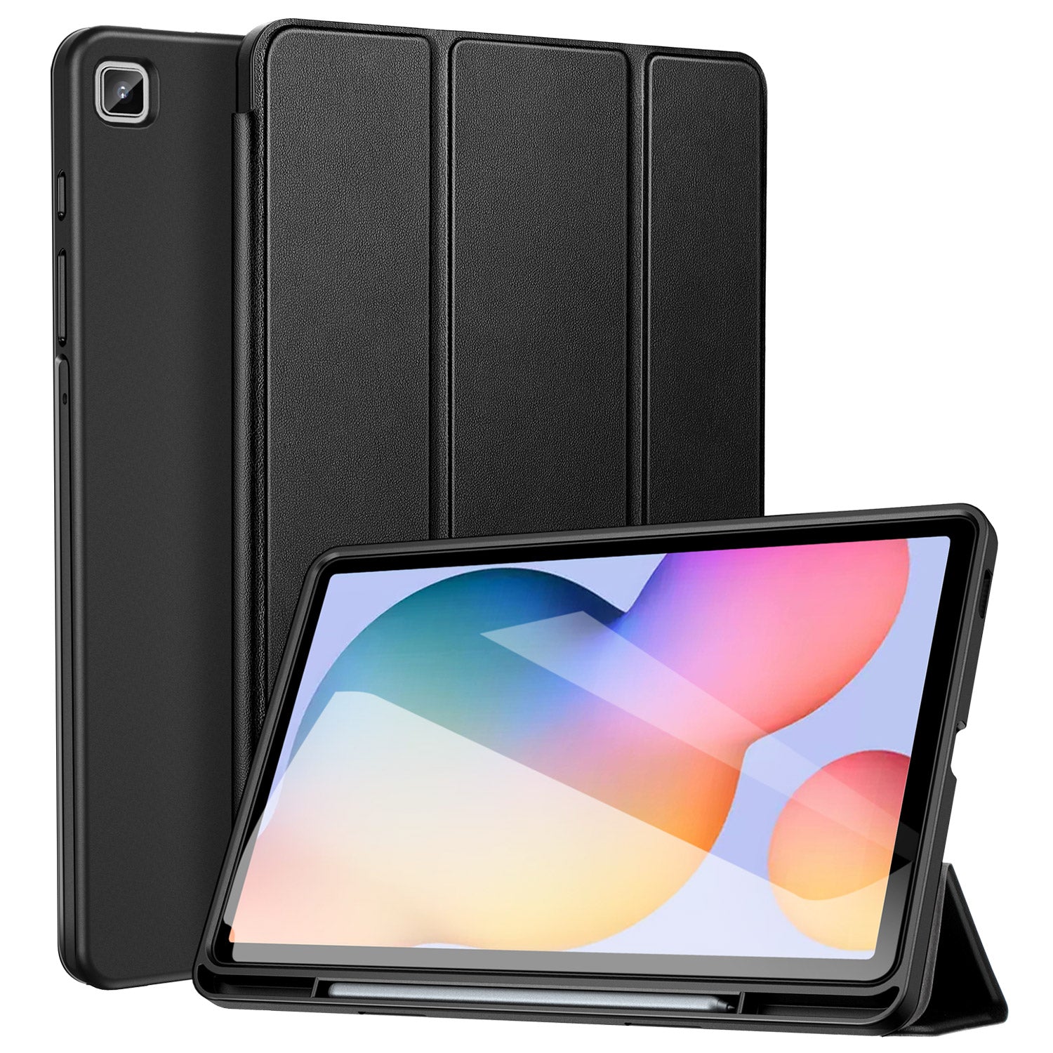 Samsung Galaxy Tab S6 Lite inch Trifold Stand Folio Case-Black,Navy  Blue,Rose Gold