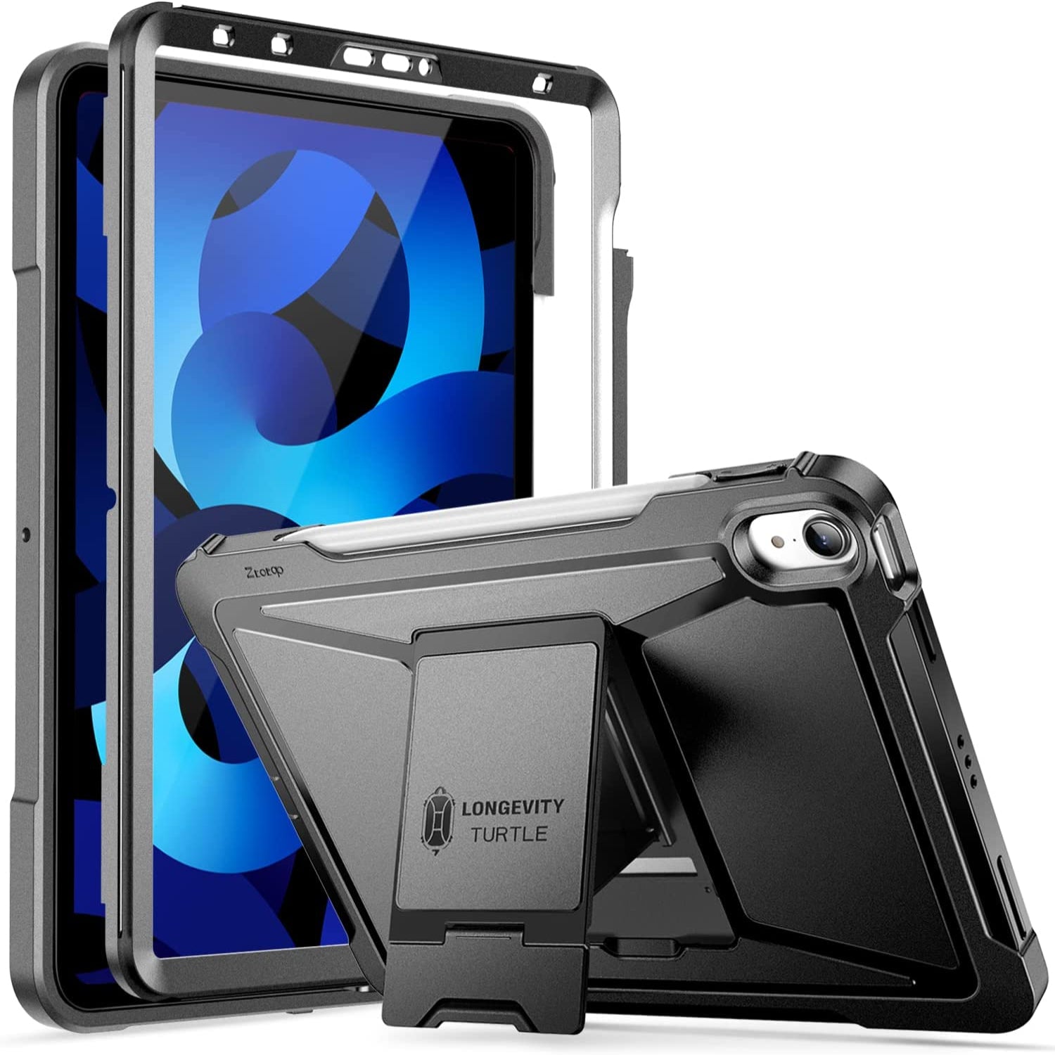 iPad Air 5th/4th Generation Case 10.9 Inch 2022/2020,Built-in Screen Protector,Shockproof Cover Case-Black,Blue