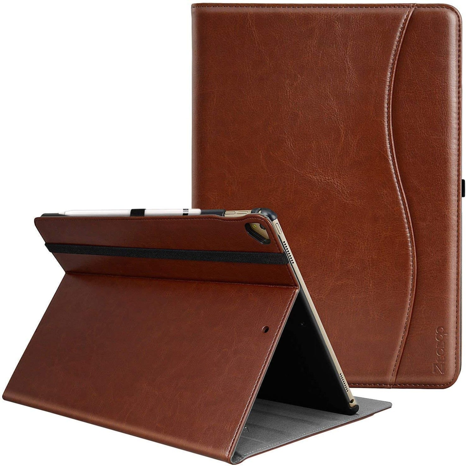 iPad Pro 12.9 inch 2017/2015 (Old Model, 1st & 2nd Gen) Leather Folding Stand Folio Cover Case-Black,Blue,Brown