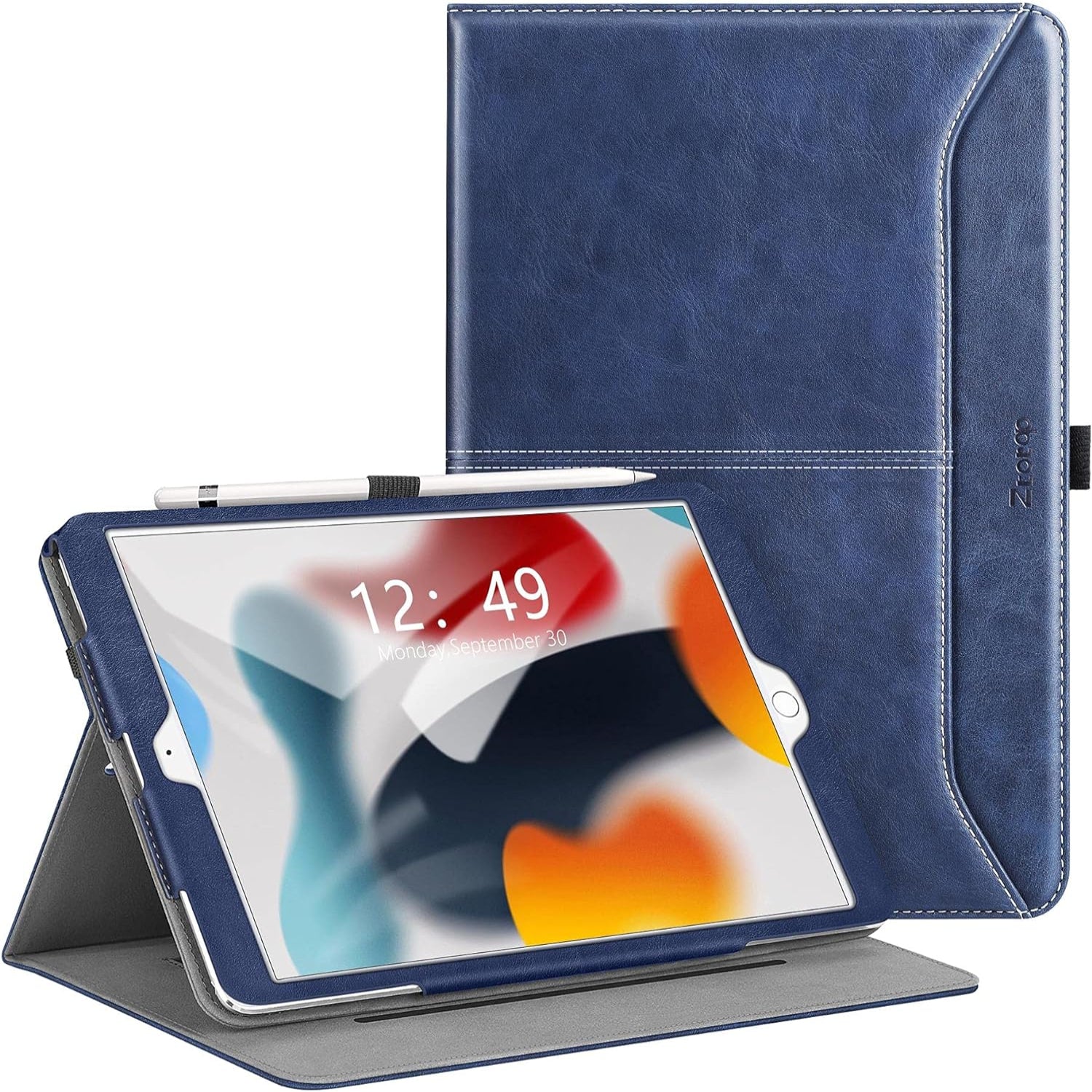 iPad 9th / 8th / 7th Generation 10.2-Inch (2021/2020/2019 Model, iPad 9/8/7), Premium Leather with Auto Wake/Sleep Function Case-Demin Black