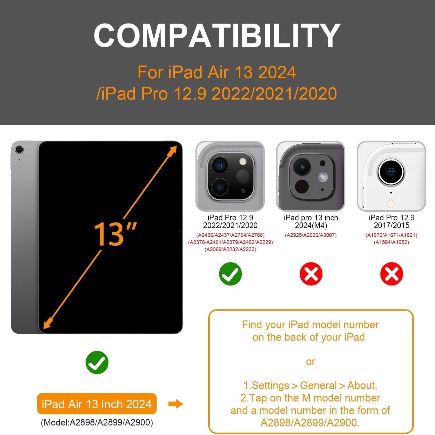 iPad Air 13 Inch M2 2024 & iPad Pro 12.9 2022/2021/2020 with Folding Stand and Auto Sleep/Wake Function Case-White