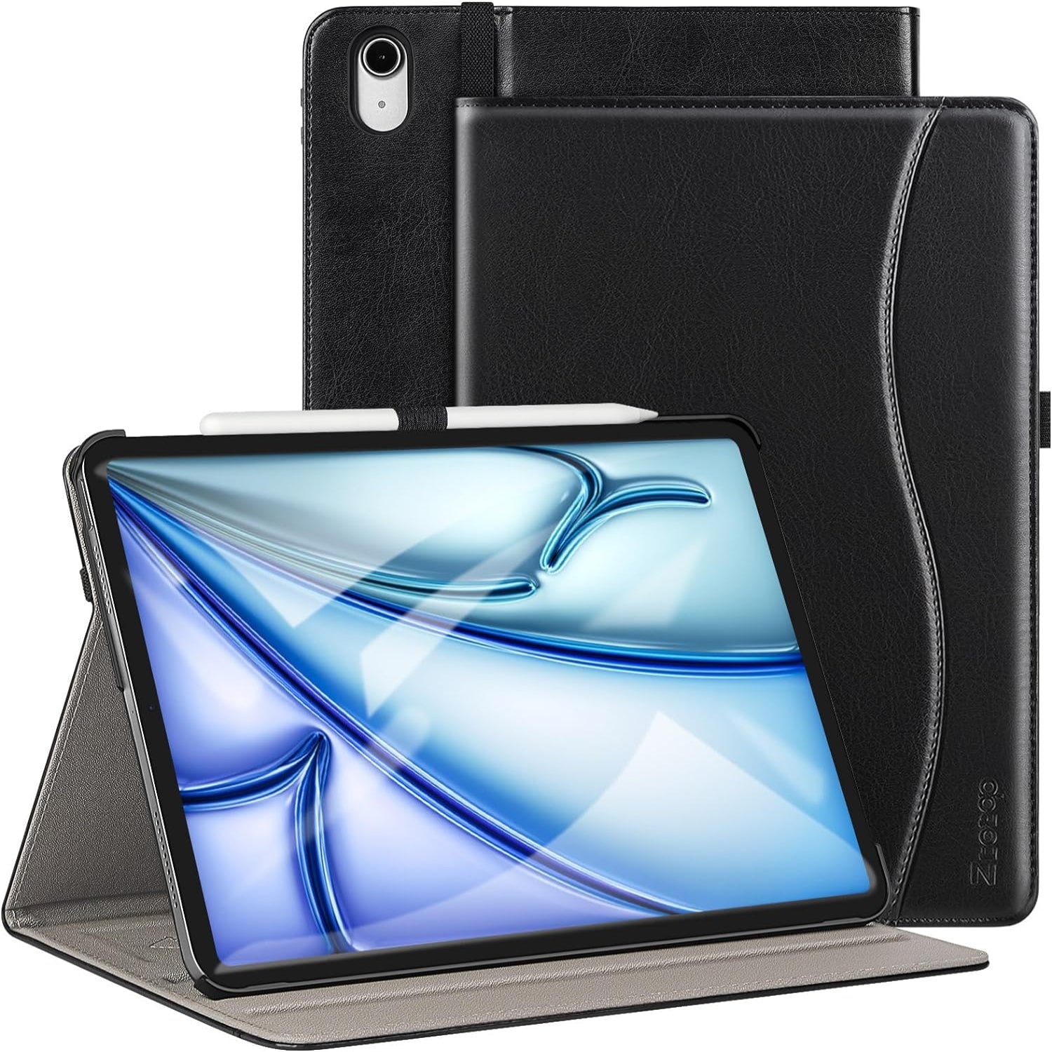 iPad Air 13 Inch (M2) 2024/iPad Pro 12.9 Inch 3rd Gen 2018 Leather Folio Cover Case-Brown,Black,Blue,Green