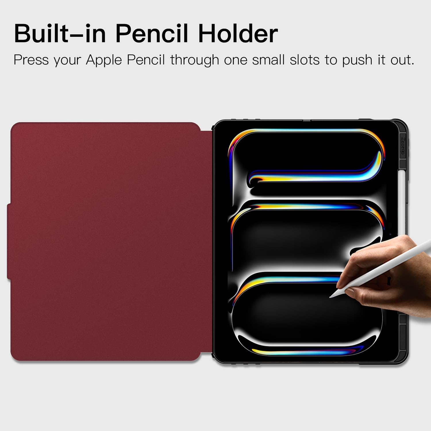 iPad Pro 13 Inch 7th Gen M4(2024)/ Pro 12.9 Inch 6th/5th/4th Generation Protective Case-Wine Red