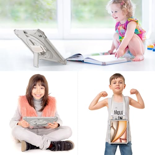 iPad Air 13-Inch (M2) 2024 Shockproof Full Body Protective Case with 360° Rotating Hand Strap &Stand-Starlight
