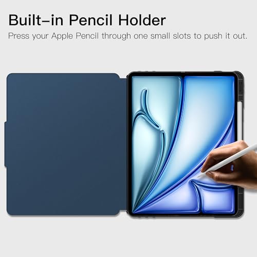 iPad Air 13 Inch 2024 / iPad Pro 12.9 Inch 3rd Generation 2018 with 6 Magnetic Stand Angles Protective Case-Blue
