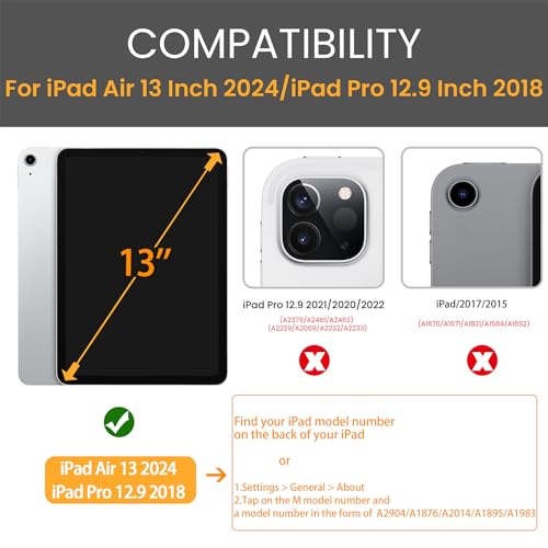 iPad Air 13 Inch 2024 / iPad Pro 12.9 Inch 3rd Generation 2018 with 6 Magnetic Stand Angles Protective Case-Blue