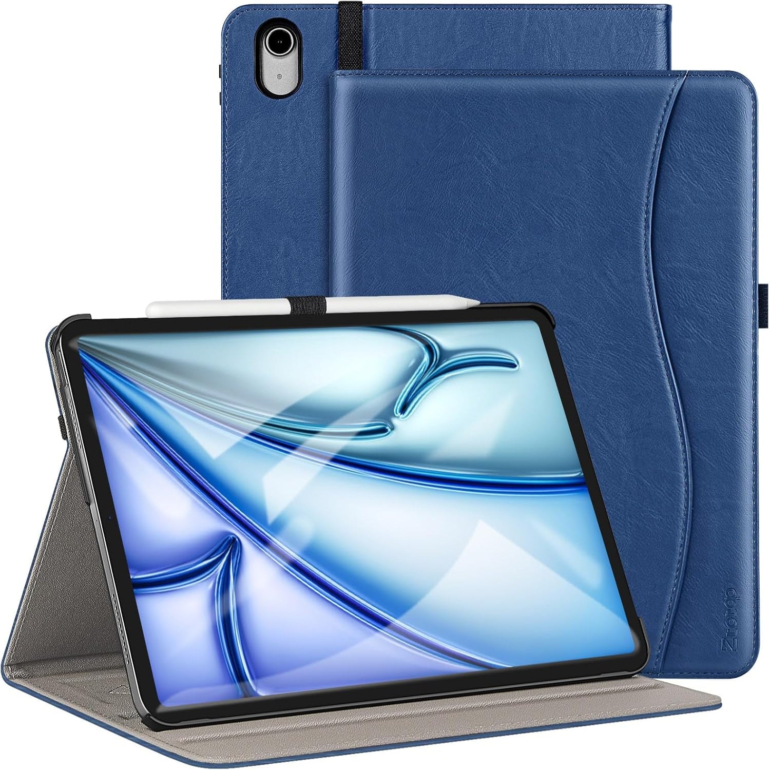 iPad Air 13 Inch (M2) 2024/iPad Pro 12.9 Inch 3rd Gen 2018 Leather Folio Cover Case-Brown,Black,Blue,Green