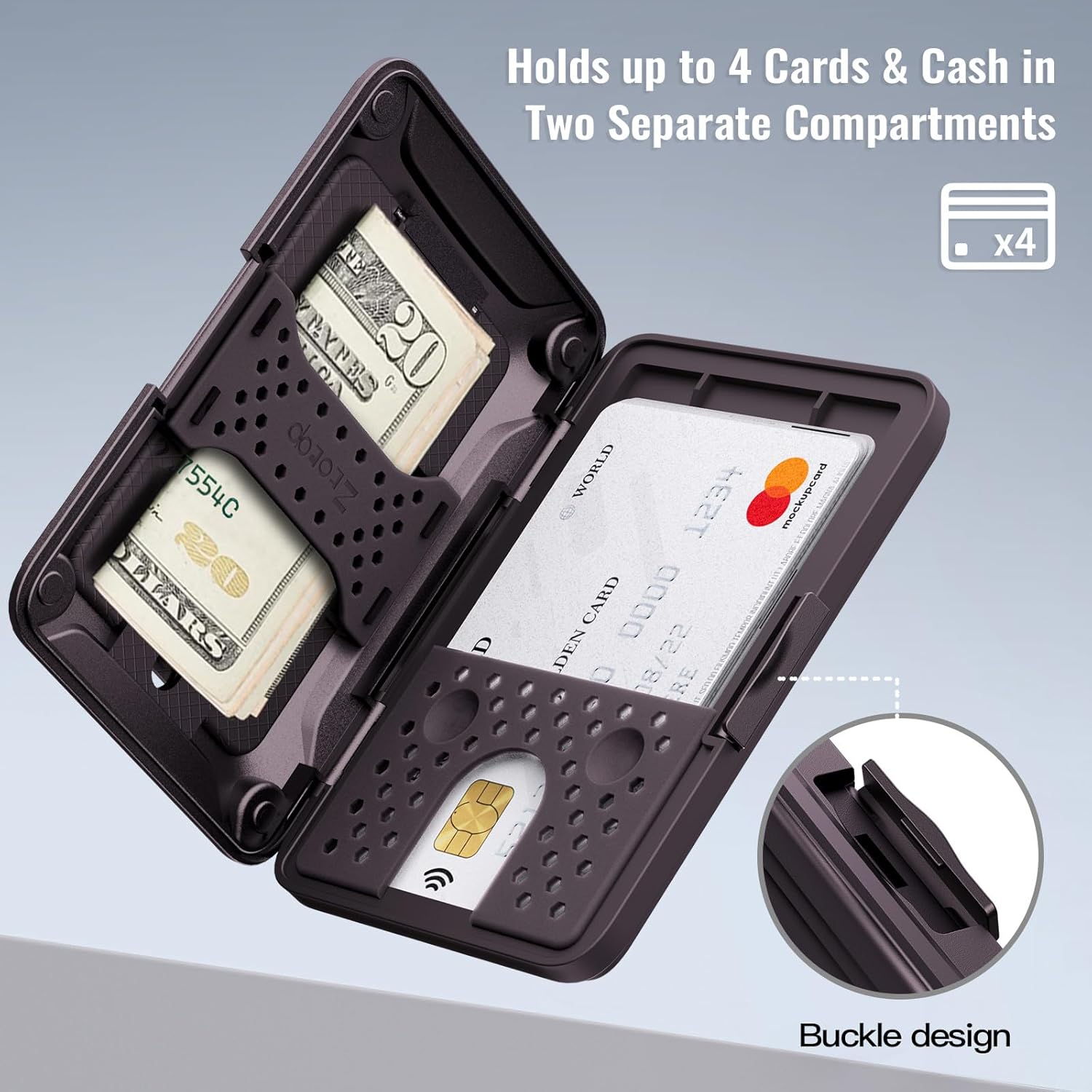 Magnetic Magsafe Wallet for iPhone 15/14/13/12 Series Work with Find My,Purple