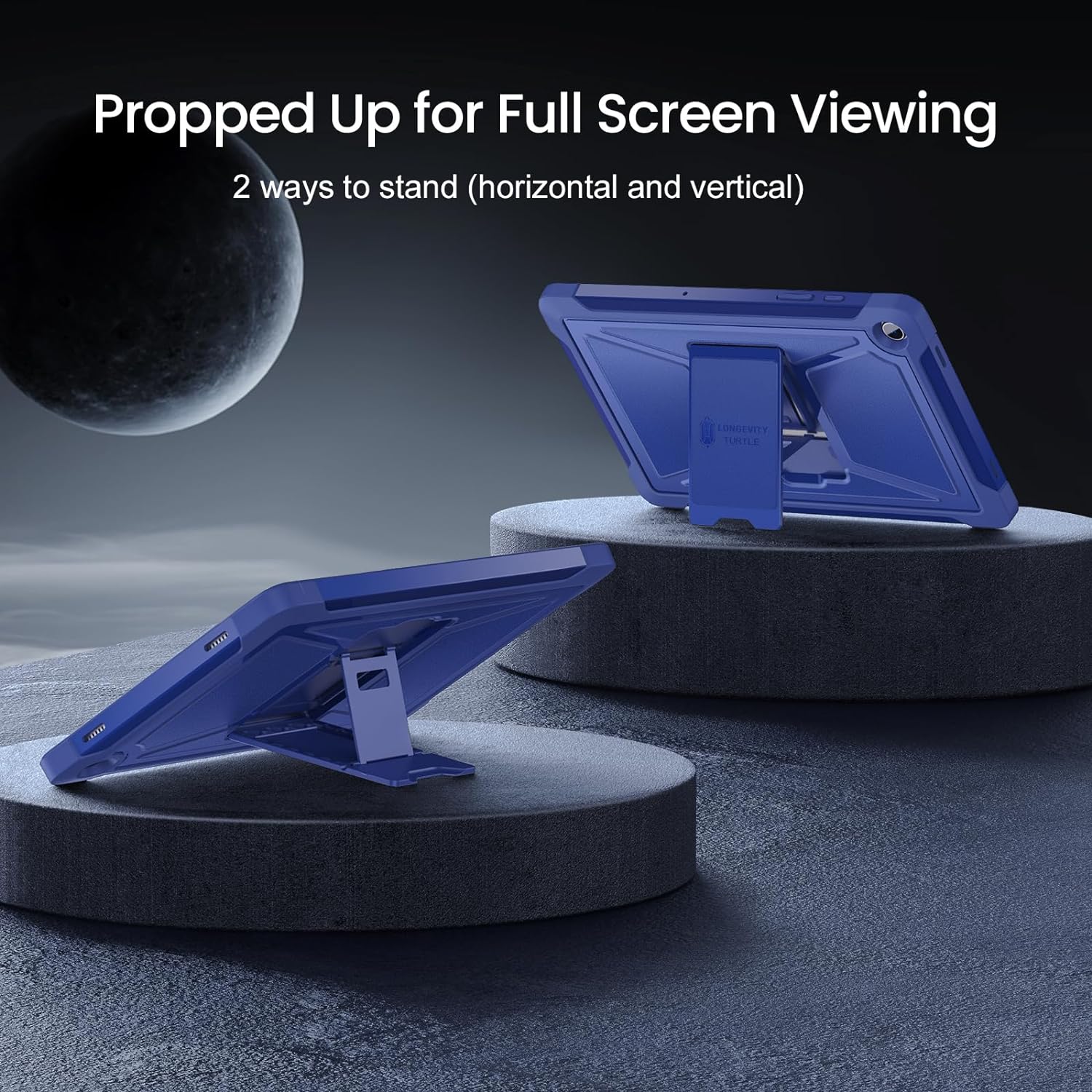 Samsung Galaxy Tab A9 Plus 11 Inch Built-in Screen Protector/Kickstand/Full-Body Dual Layer Shockproof Protective Cover Case-Blue