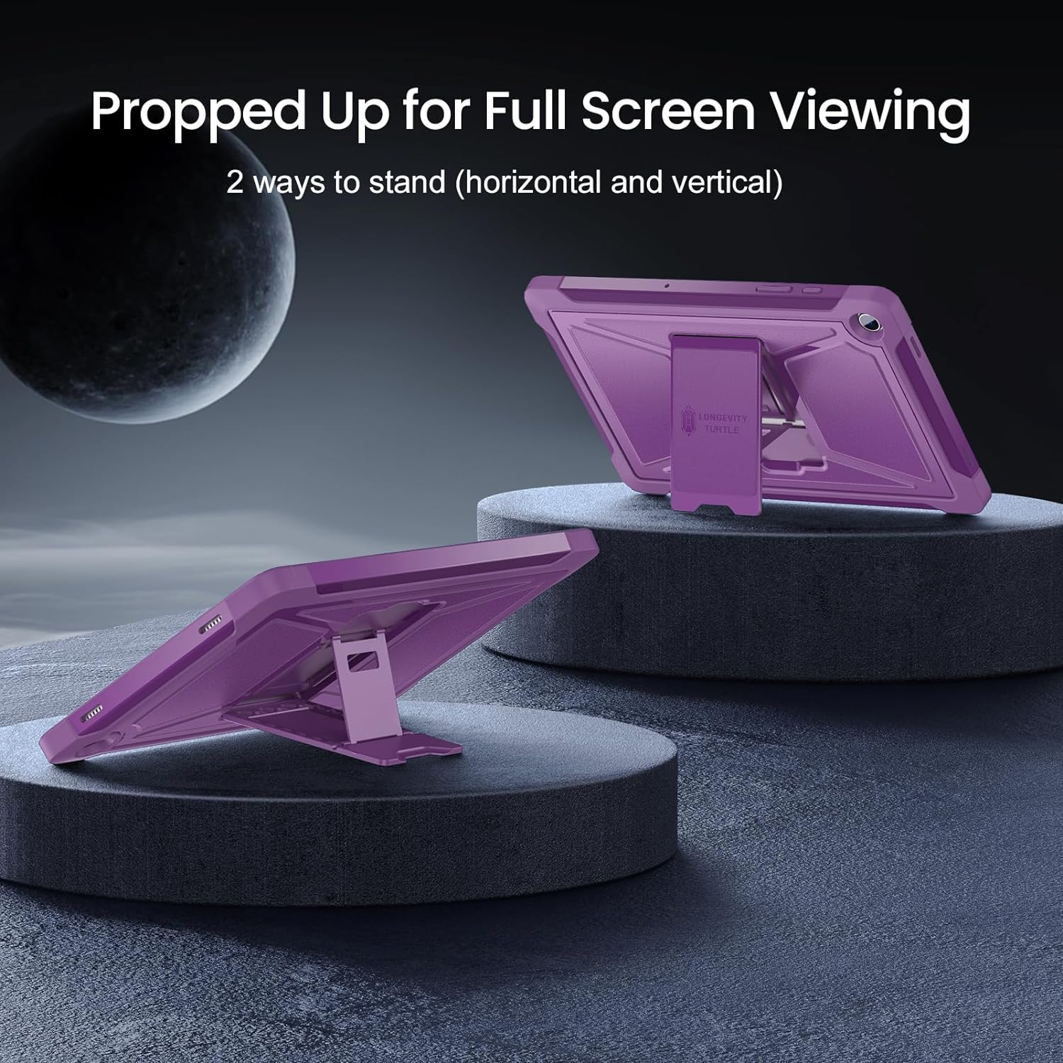 Samsung Galaxy Tab A9 Plus 11 Inch Built-in Screen Protector/Kickstand/Full-Body Dual Layer Shockproof Protective Cover Case-Purple