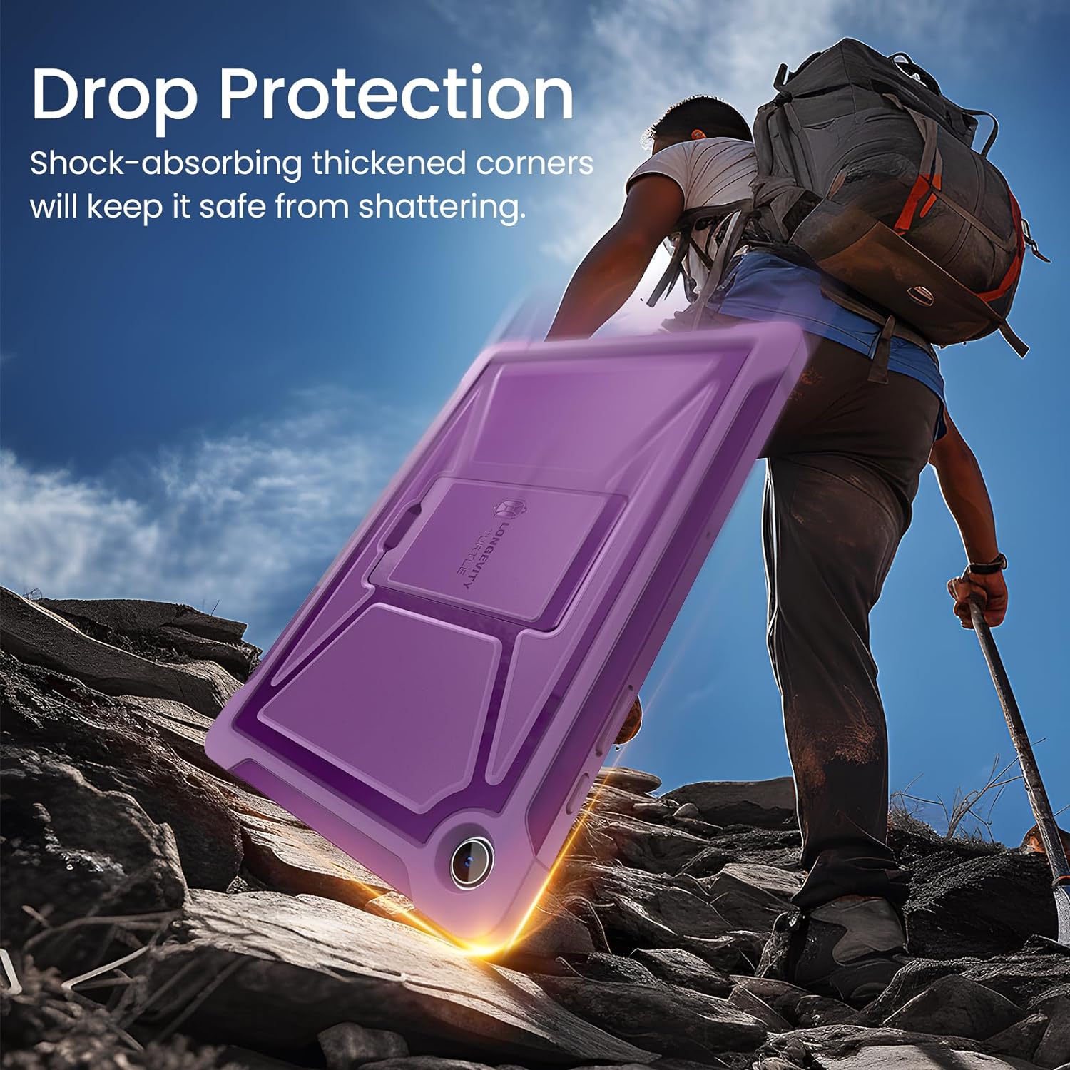 Samsung Galaxy Tab A9 Plus 11 Inch Built-in Screen Protector/Kickstand/Full-Body Dual Layer Shockproof Protective Cover Case-Purple