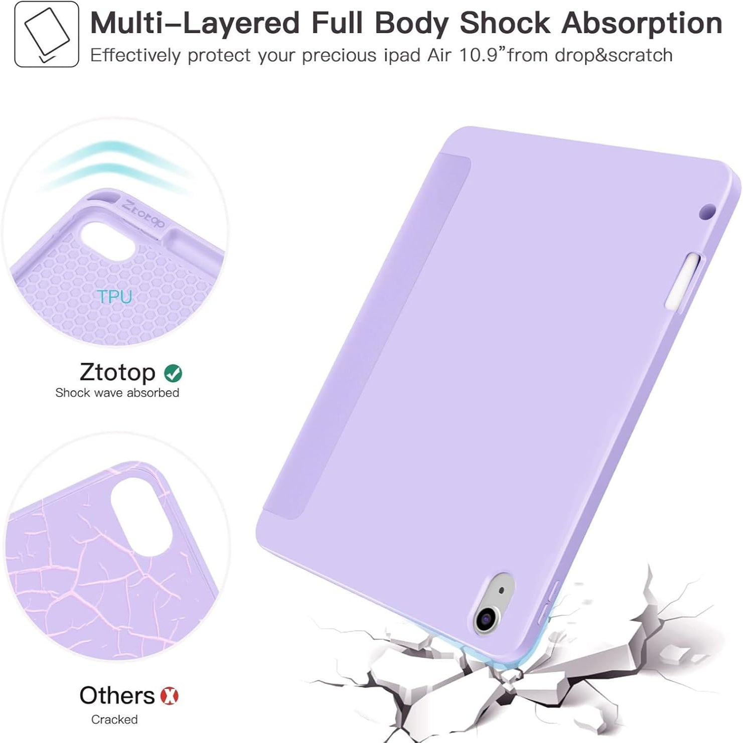 iPad Air 6th Generation 11 Inch M2 2024 & iPad Air 5th/4th Gen 10.9 Inch 2022/2020 & iPad Pro 11" 2018 1st Soft TPU Back Slim Trifold Smart Case-Purple