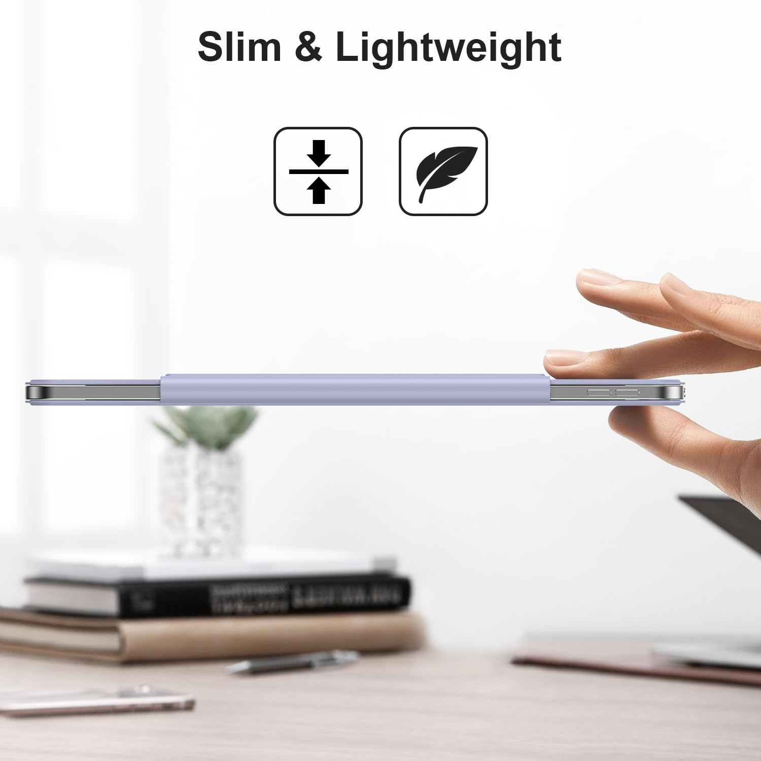 iPad Air 13 Inch M2 2024 & iPad Pro 12.9 2022/2021/2020 with Folding Stand and Auto Sleep/Wake Function Case-Purple