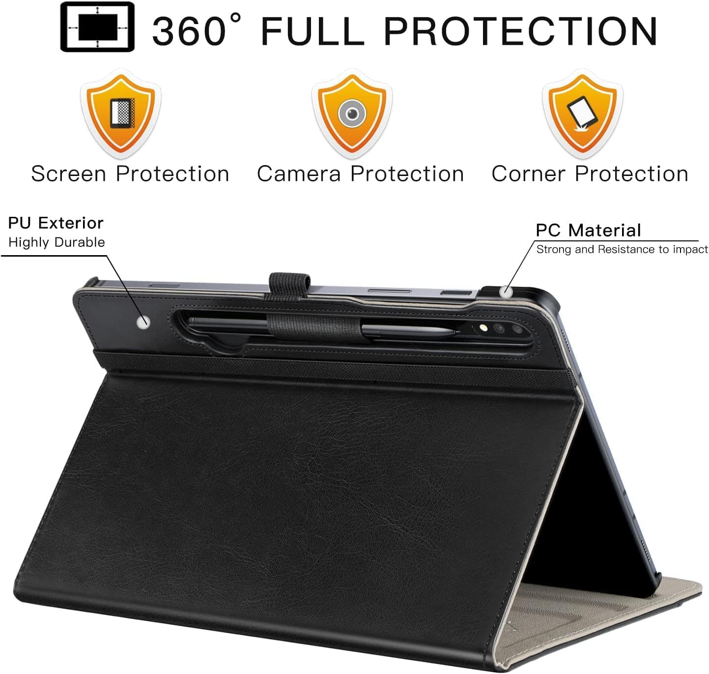 Samsung Galaxy Tab S9 Plus/ S9 FE Plus 5G 12.4 Inch Tablet Case 2023, Black