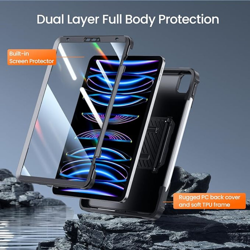 iPad Pro 11 Inch Case 4th/3rd/2nd Generation 2022/2021/2020 Dual Layer Shockproof Full Body Protective Case-Black,Purple