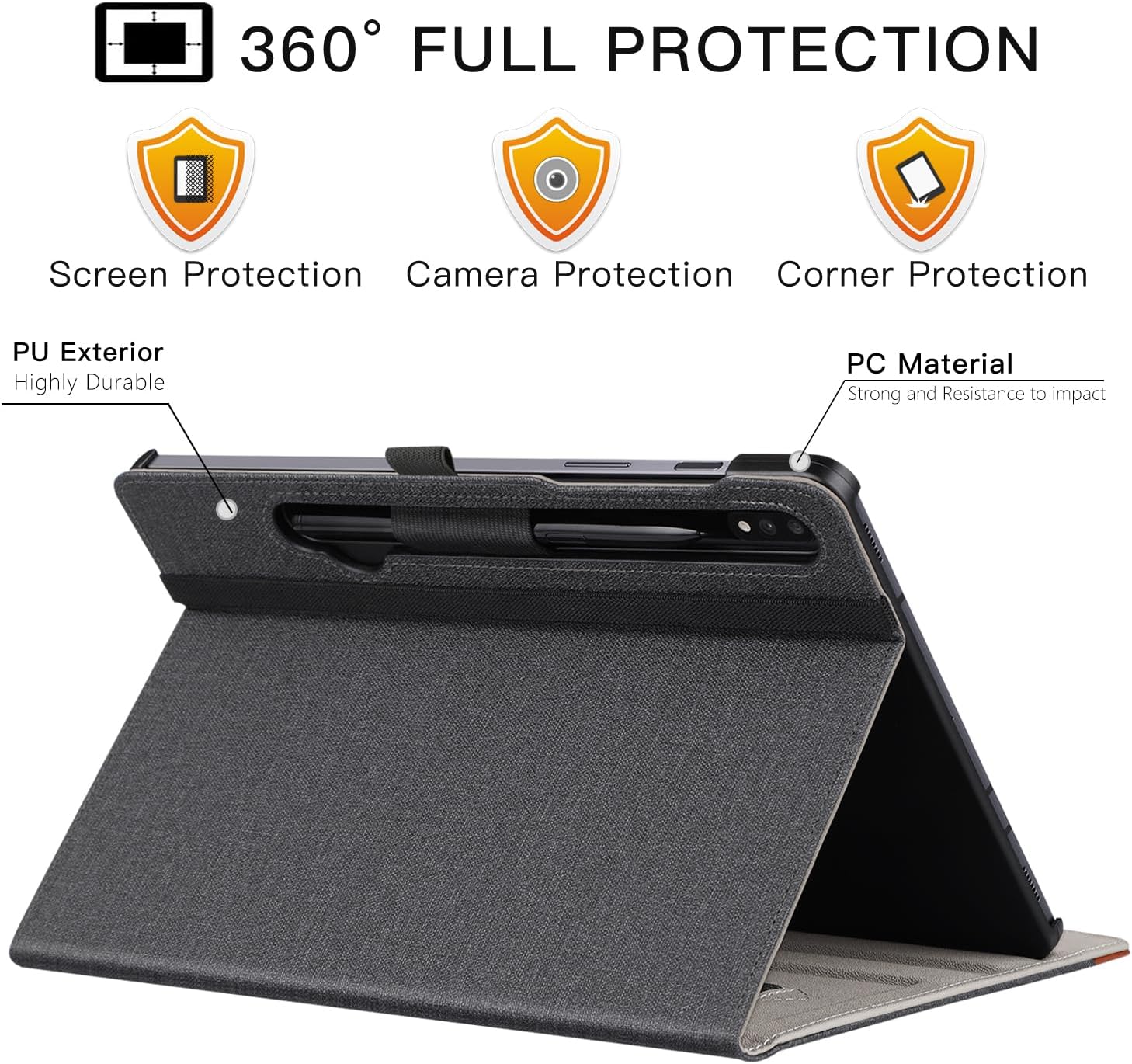 Samsung Galaxy Tab S9 Plus/ S9 FE Plus 5G 12.4 Inch Tablet Case 2023, Denim Black