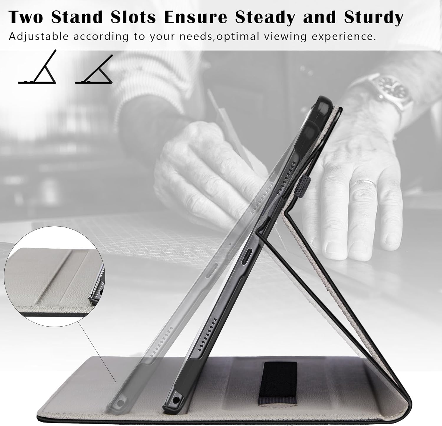 Samsung Galaxy Tab A9+ 11 Inch 2023, Premium PU Leather Cover with S Pen Holder