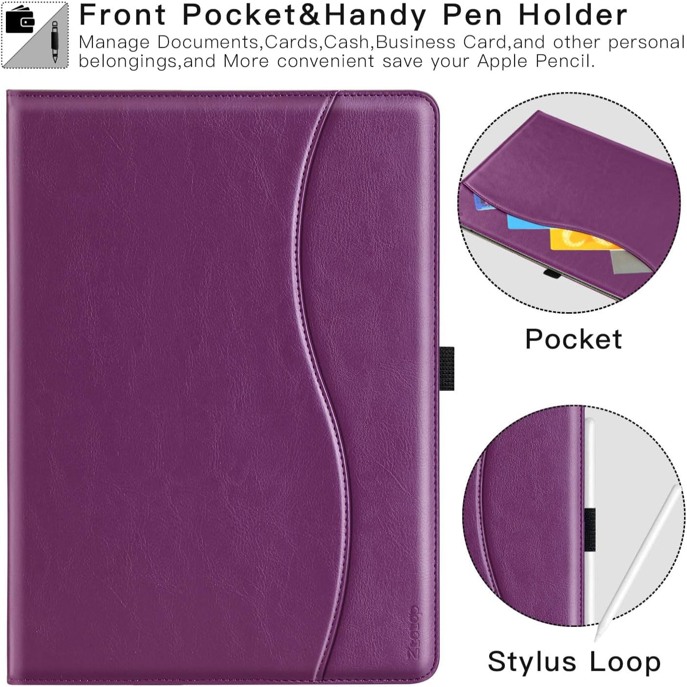 iPad Pro 11 Inch 2024 (M4) iPad Pro 5th Gen PU Leather Smart Case-Purple