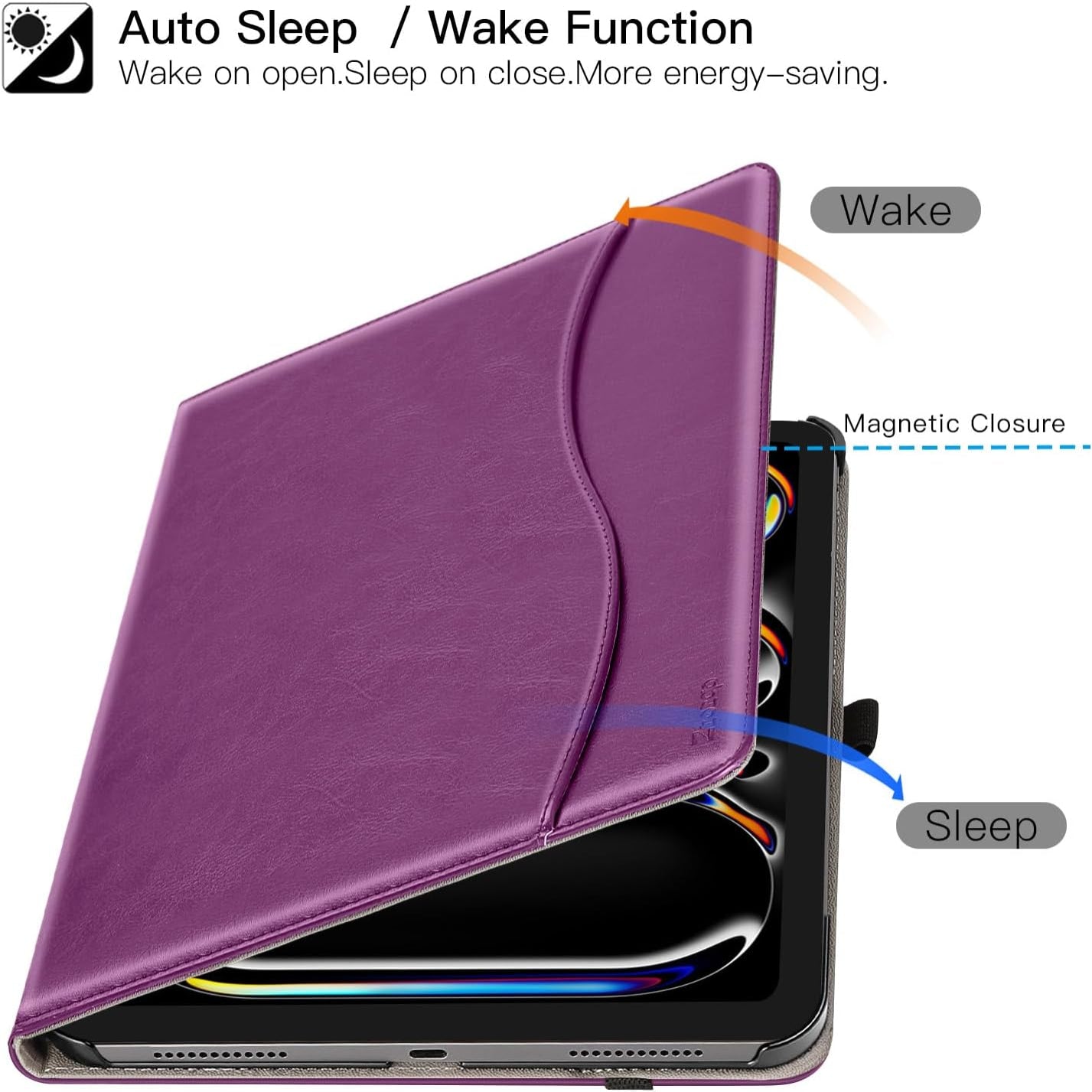 iPad Pro 11 Inch 2024 (M4) iPad Pro 5th Gen PU Leather Smart Case-Purple