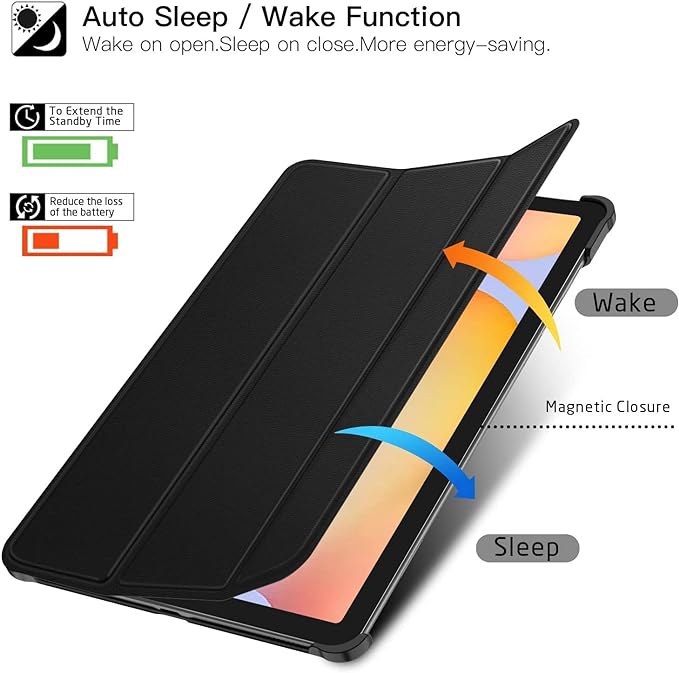 ZtotopCases 2022/2020 Galaxy Tab S6 Lite 10.4" Case with Pen Holder, Auto Wake/Sleep, Slim PU Lightweight Trifold Stand Folio Cover for Samsung Galaxy S6 Lite Tablet (SM-P610/P613/P615/P619), Black