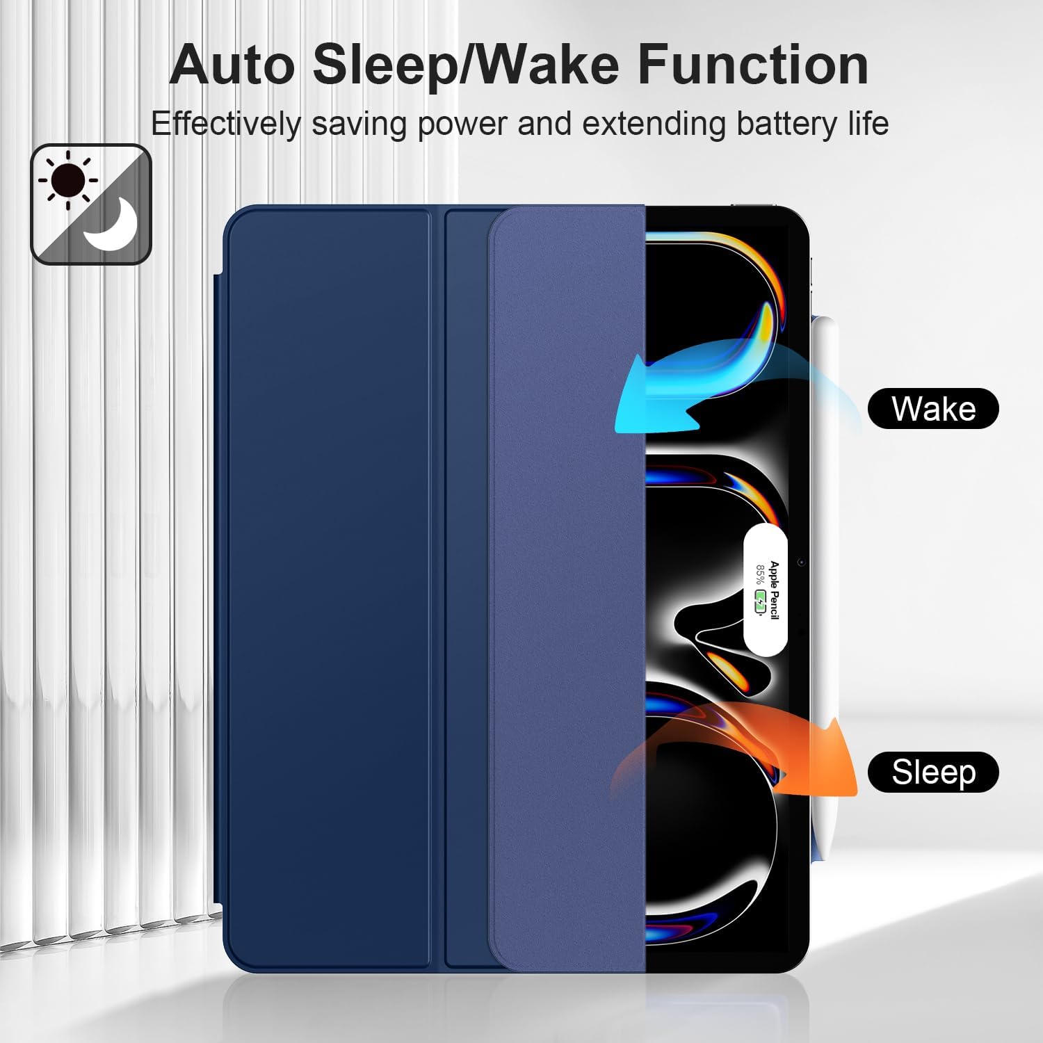 iPad Air 11 Inch 2024 with Folding Stand and Auto Sleep/Wake Function Protective Case-Blue