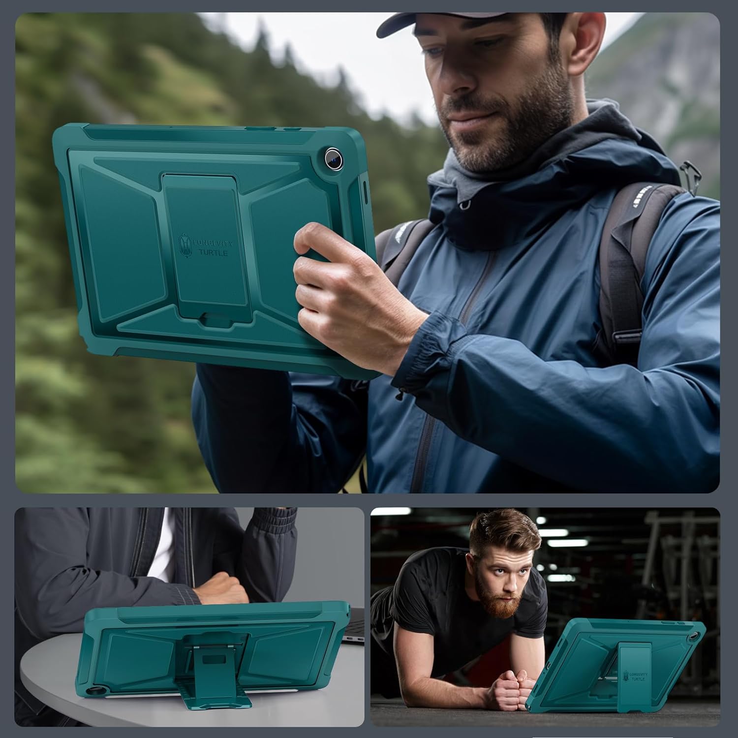Samsung Galaxy Tab A9 Plus 11 Inch Built-in Screen Protector/Kickstand/Full-Body Dual Layer Shockproof Protective Cove Case-Green