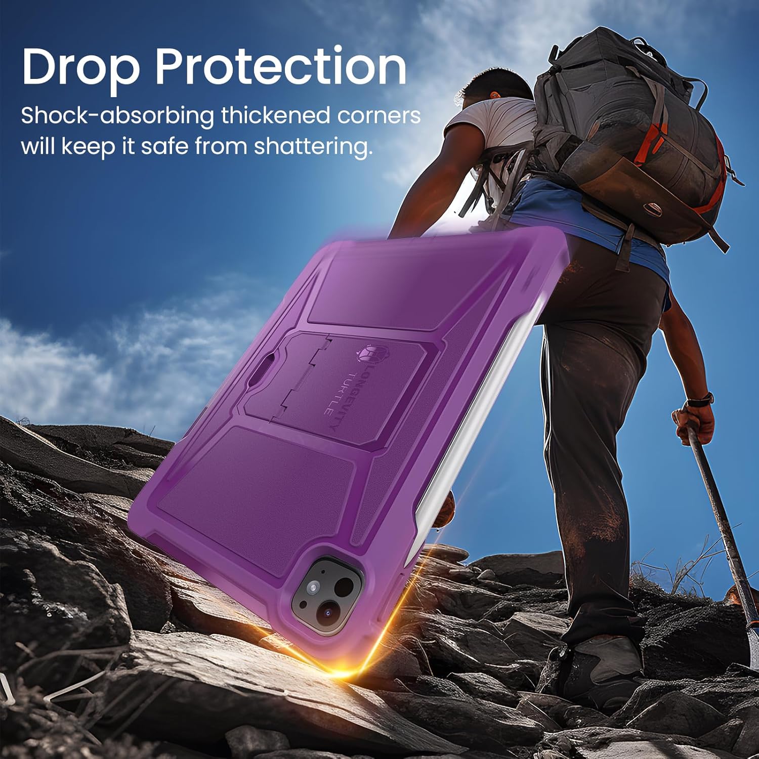iPad Pro 13 Inch Case M4 2024 7th Gen/Pro 12.9 Inch 6th/5th/4th Generation 2022/2021/2020 Full Body Protective Case-Purple