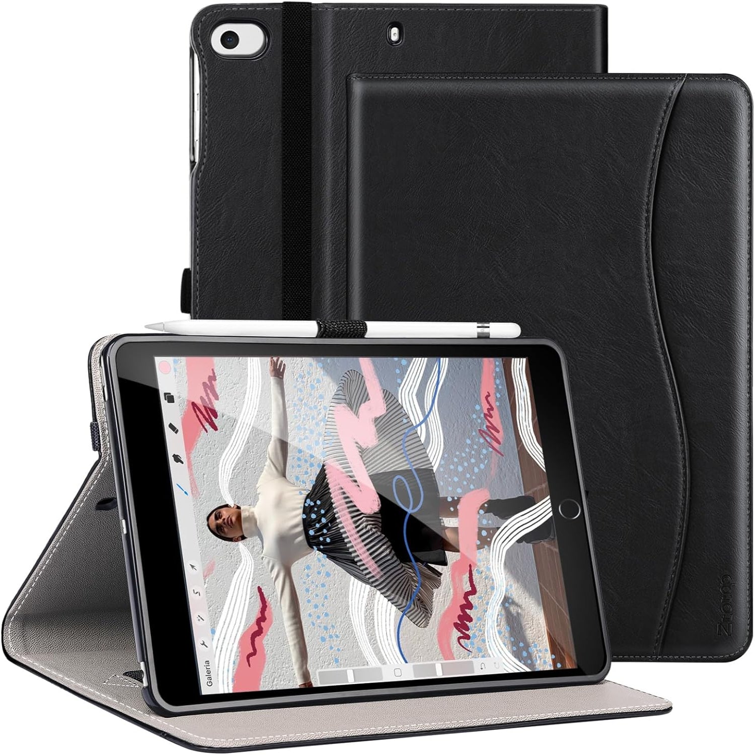 iPad Mini 5 2019/Mini 4th/3rd/2nd/1st Generation 7.9 Inch PU Leather Folio Stand Cover Case-Black,Blue,Brown