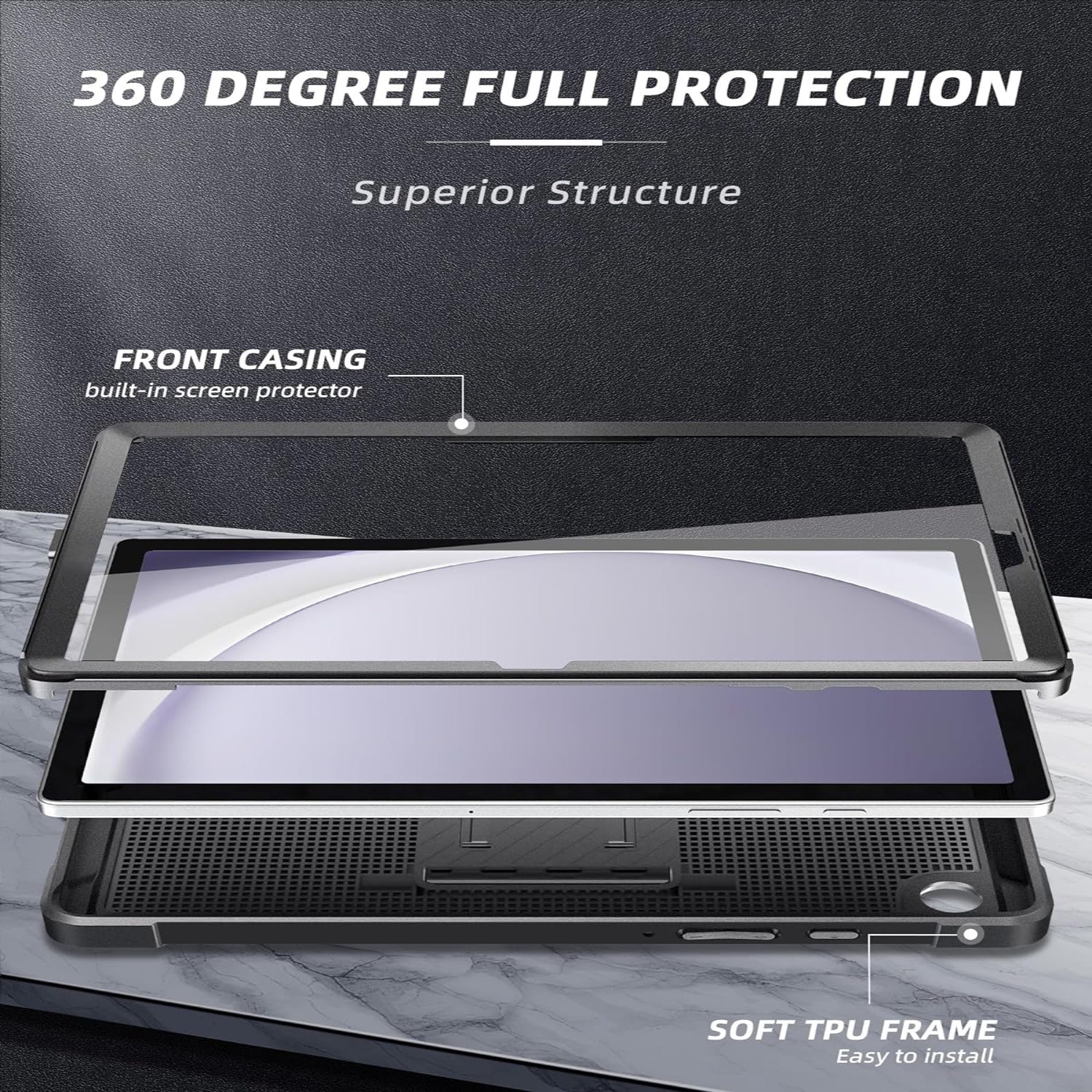 Samsung Galaxy Tab A9 8.7 Inch Rugged 2-Layer Case-Black