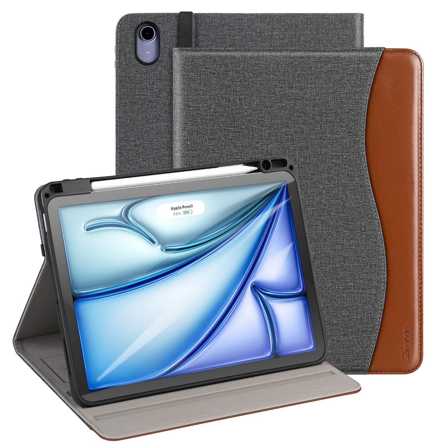 iPad Air 11 Inch M2(2024) iPad Air 5th Generation (2022)/ 4th Generation (2020) 10.9 Inch Leather Folio Case-Denimblack