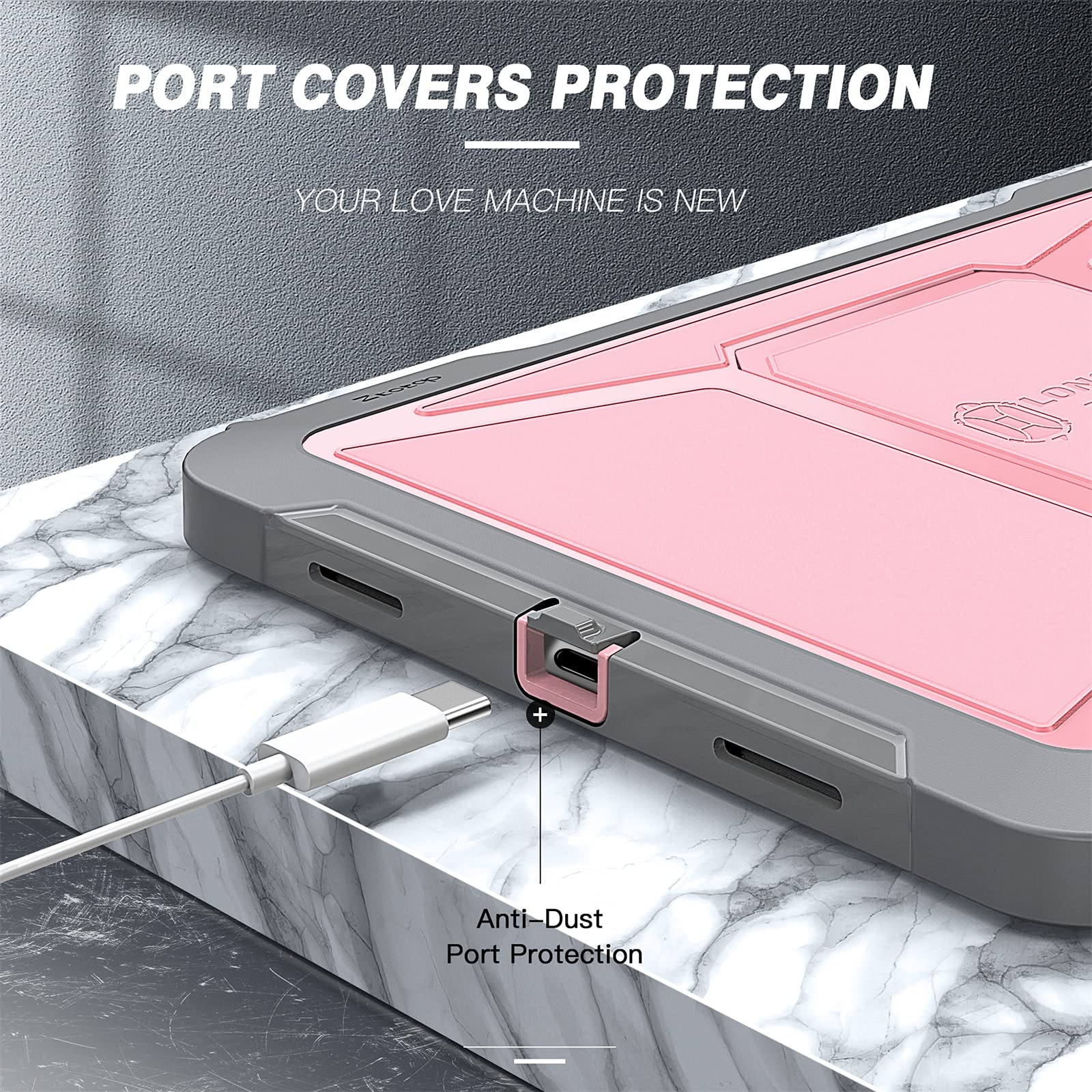 iPad Pro 13 Inc M4 2024 7th Gen/Pro 12.9 Inch 6th/5th/4th Generation 2022/2021/2020 Full Body Protective Case-Pink