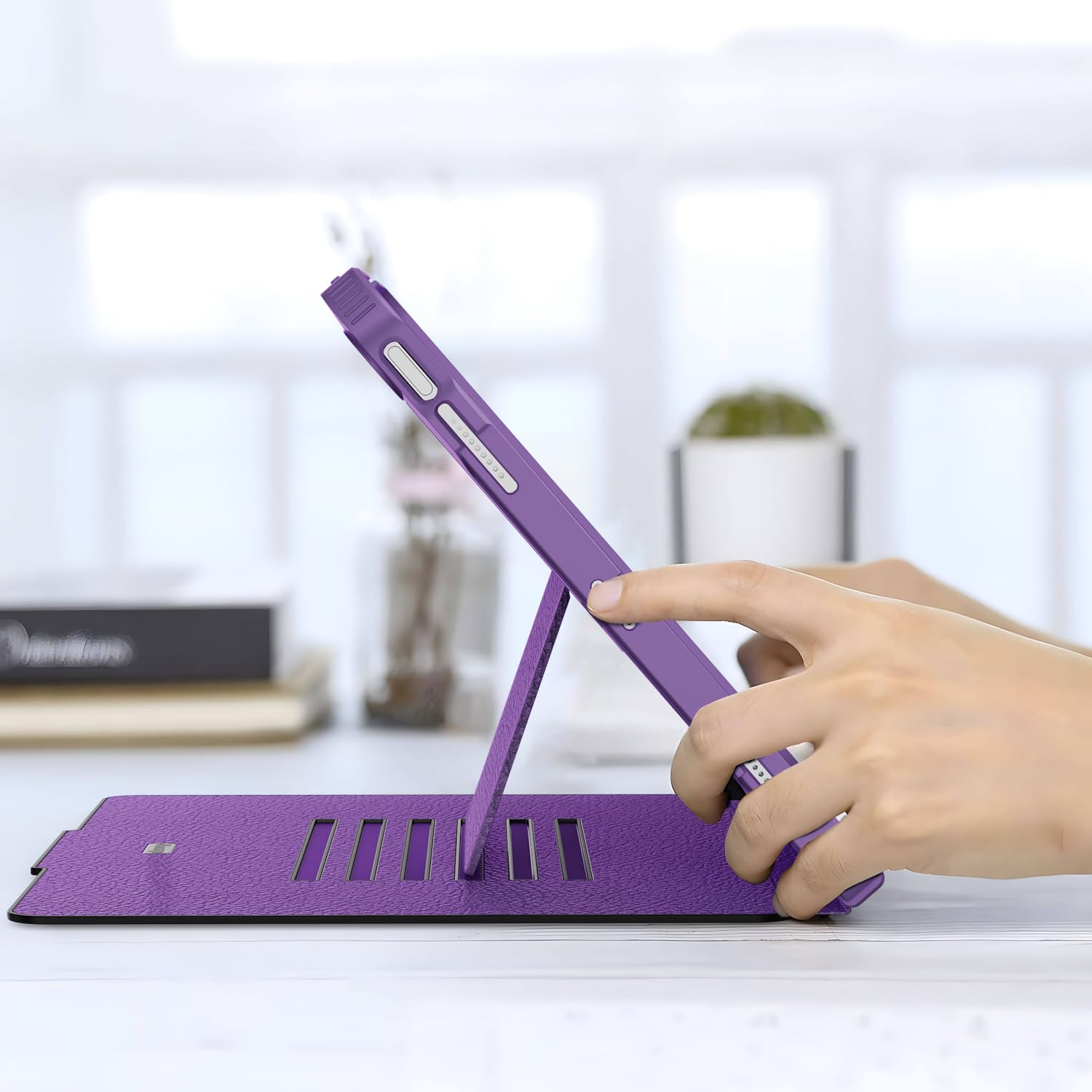 iPad Air 13 Inch 2024 / iPad Pro 12.9 Inch 3rd Generation 2018, Magnetic Stand & Sleep/Wake Full Protective Case-Purple