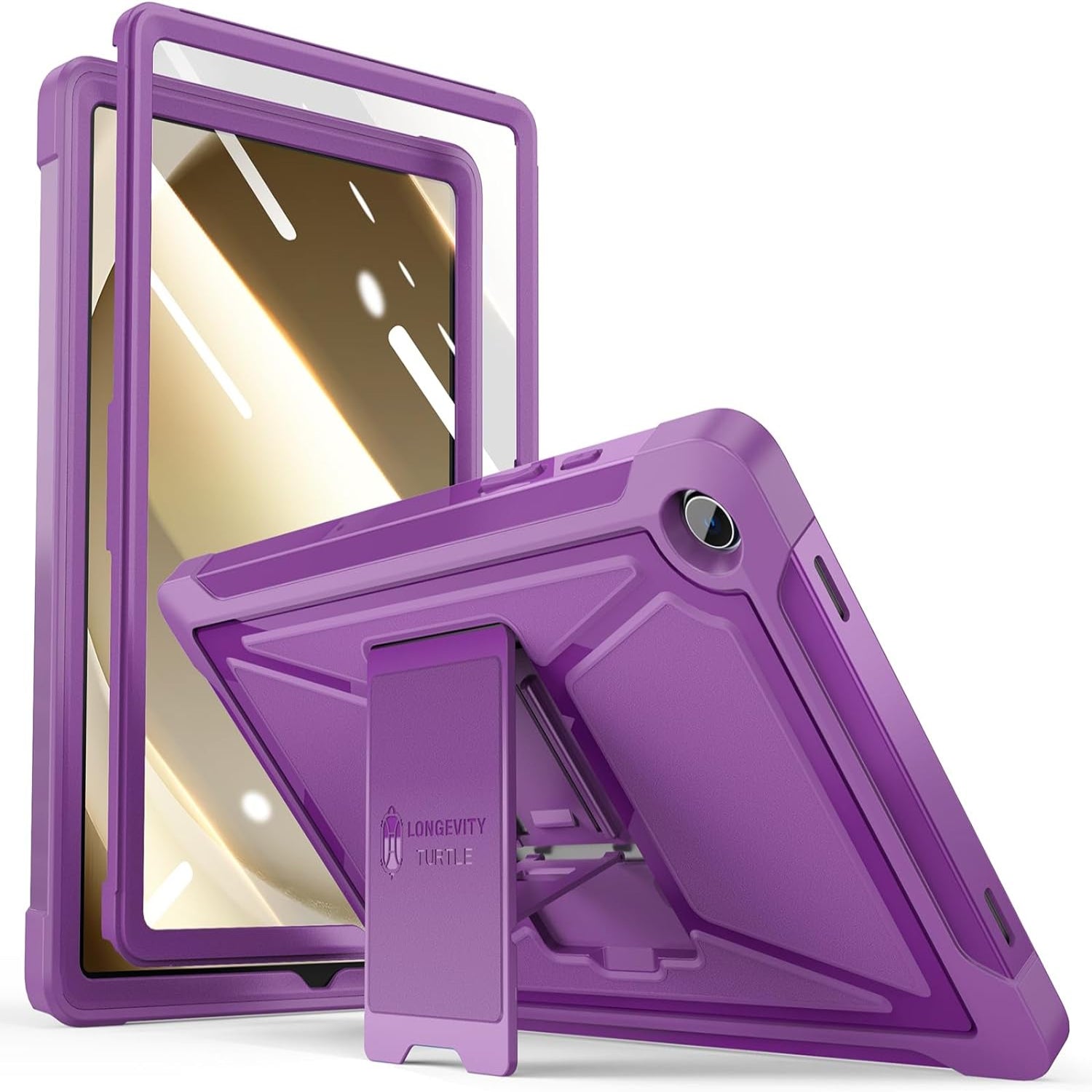 Samsung Galaxy Tab A9 Plus 11 Inch Built-in Screen Protector/Kickstand/Full-Body Dual Layer Shockproof Protective Cover Case-Purple