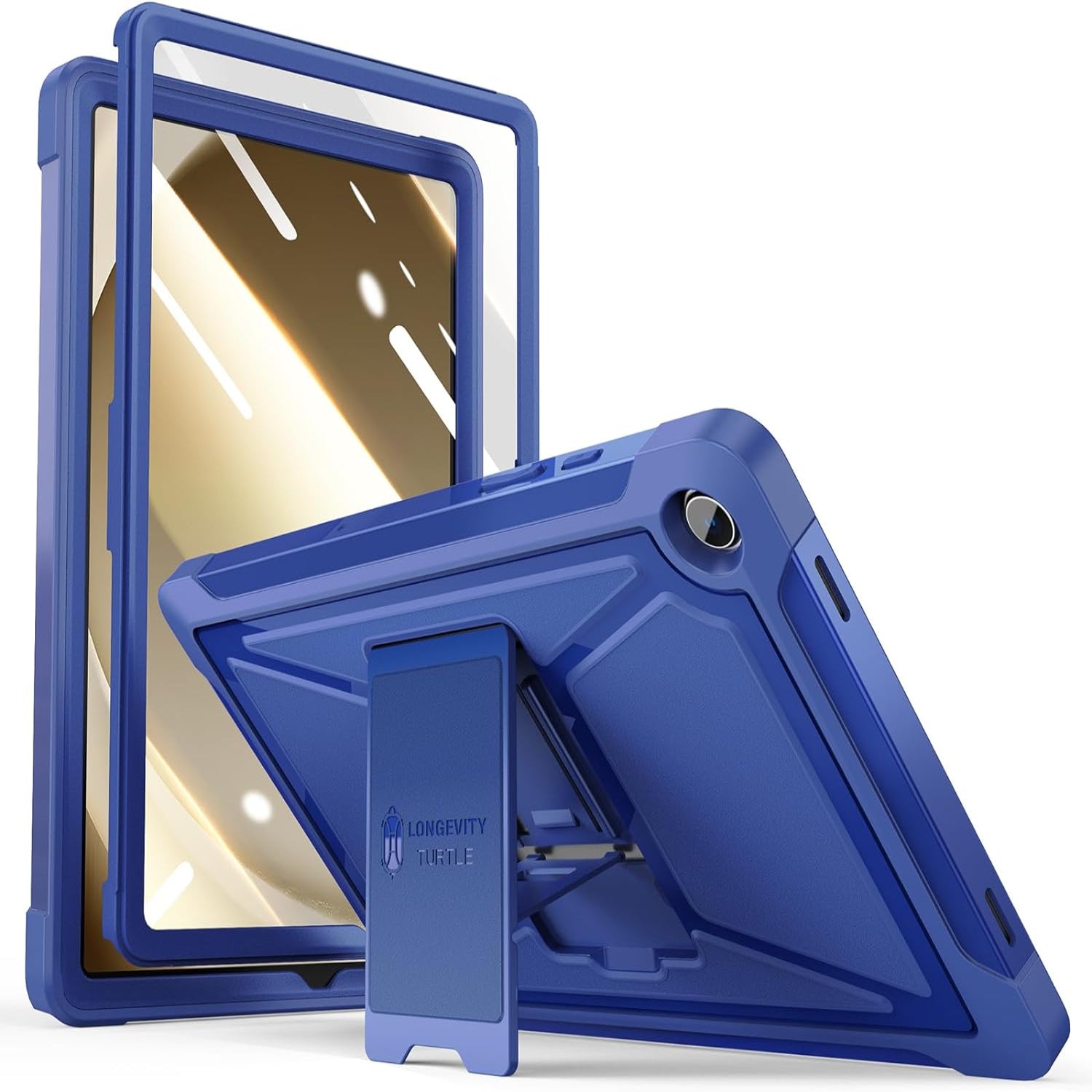 Samsung Galaxy Tab A9 Plus 11 Inch Built-in Screen Protector/Kickstand/Full-Body Dual Layer Shockproof Protective Cover Case-Blue