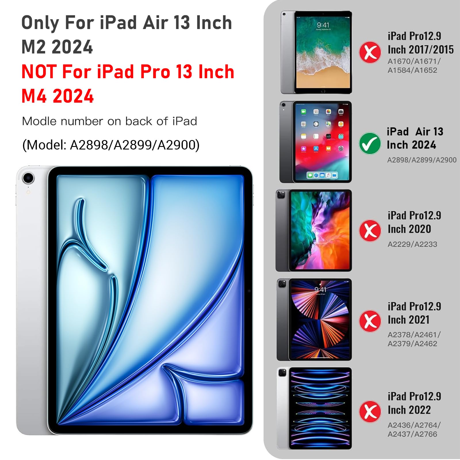 iPad Air 13-Inch (M2) 2024, Shockproof Full Body Protective Case with 360° Rotating Hand Strap &Stand-Dark Green