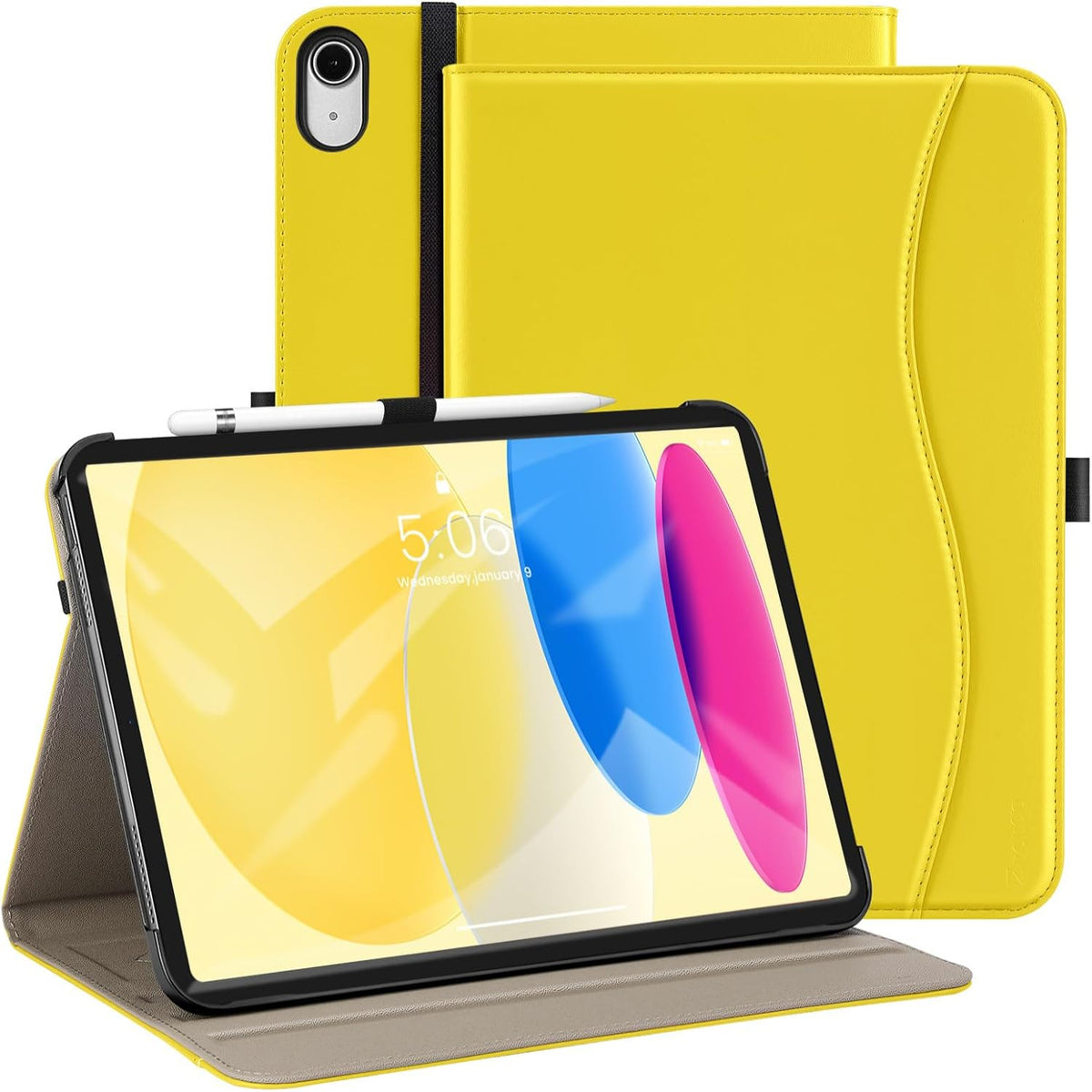 iPad 10th Inch 2022 Model with Auto Wake/Sleep Function Leather Case-Yellow