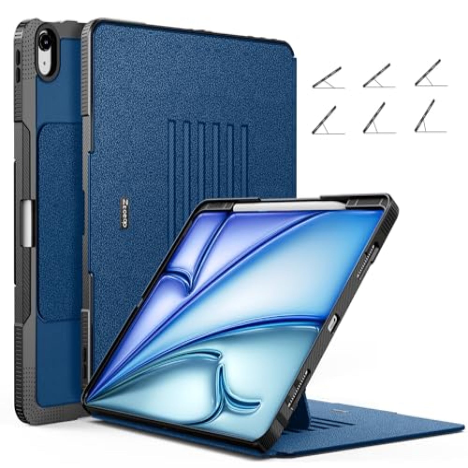 iPad Air 13 Inch 2024 / iPad Pro 12.9 Inch 3rd Generation 2018 with 6 Magnetic Stand Angles Protective Case-Blue