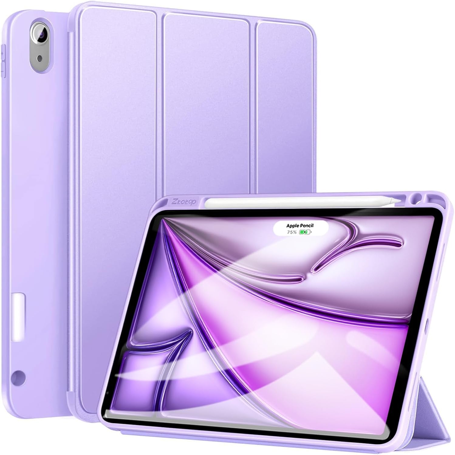 iPad Air 6th Generation 11 Inch M2 2024 & iPad Air 5th/4th Gen 10.9 Inch 2022/2020 & iPad Pro 11" 2018 1st Soft TPU Back Slim Trifold Smart Case-Purple