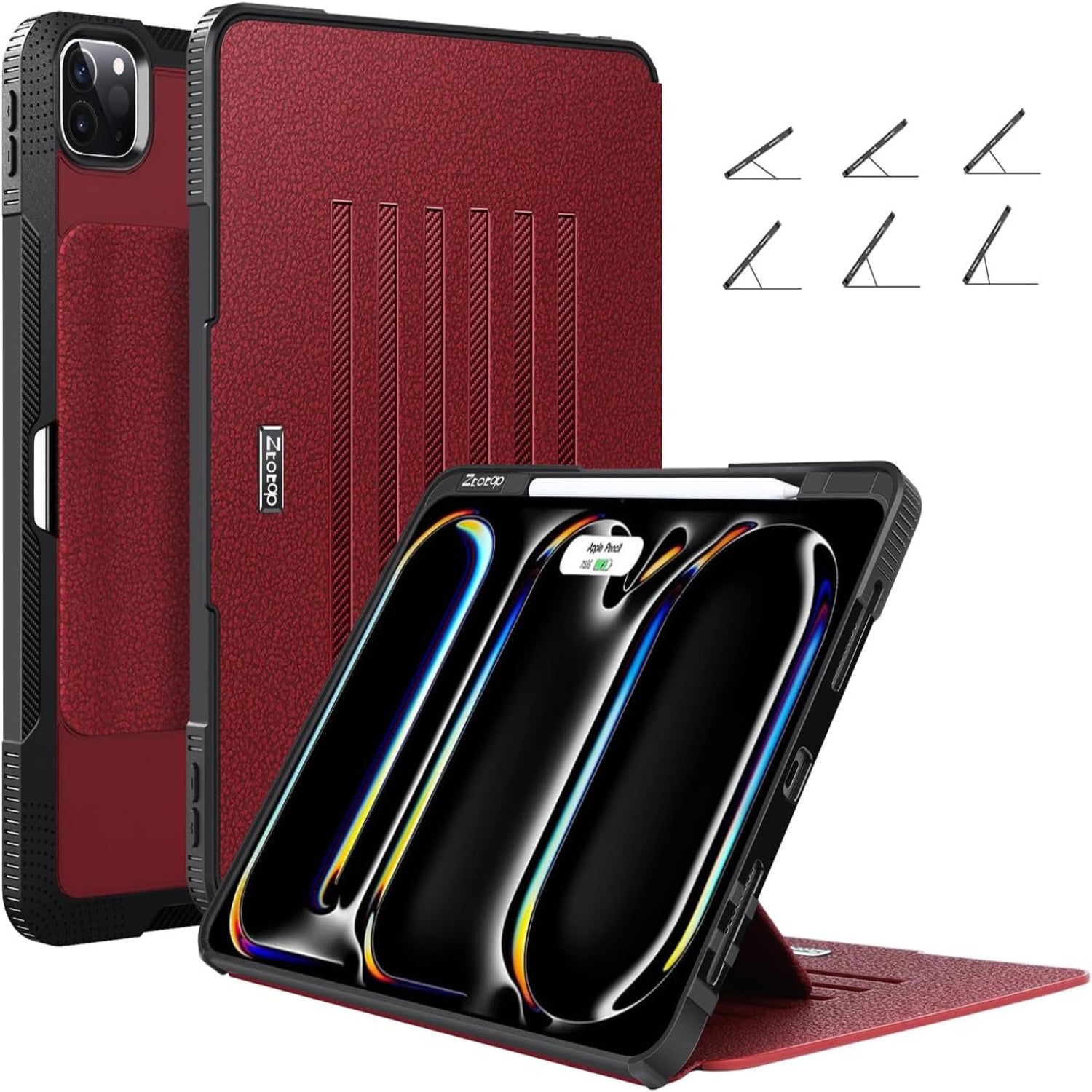 iPad Pro 13 Inch 7th Gen M4(2024)/ Pro 12.9 Inch 6th/5th/4th Generation Protective Case-Wine Red